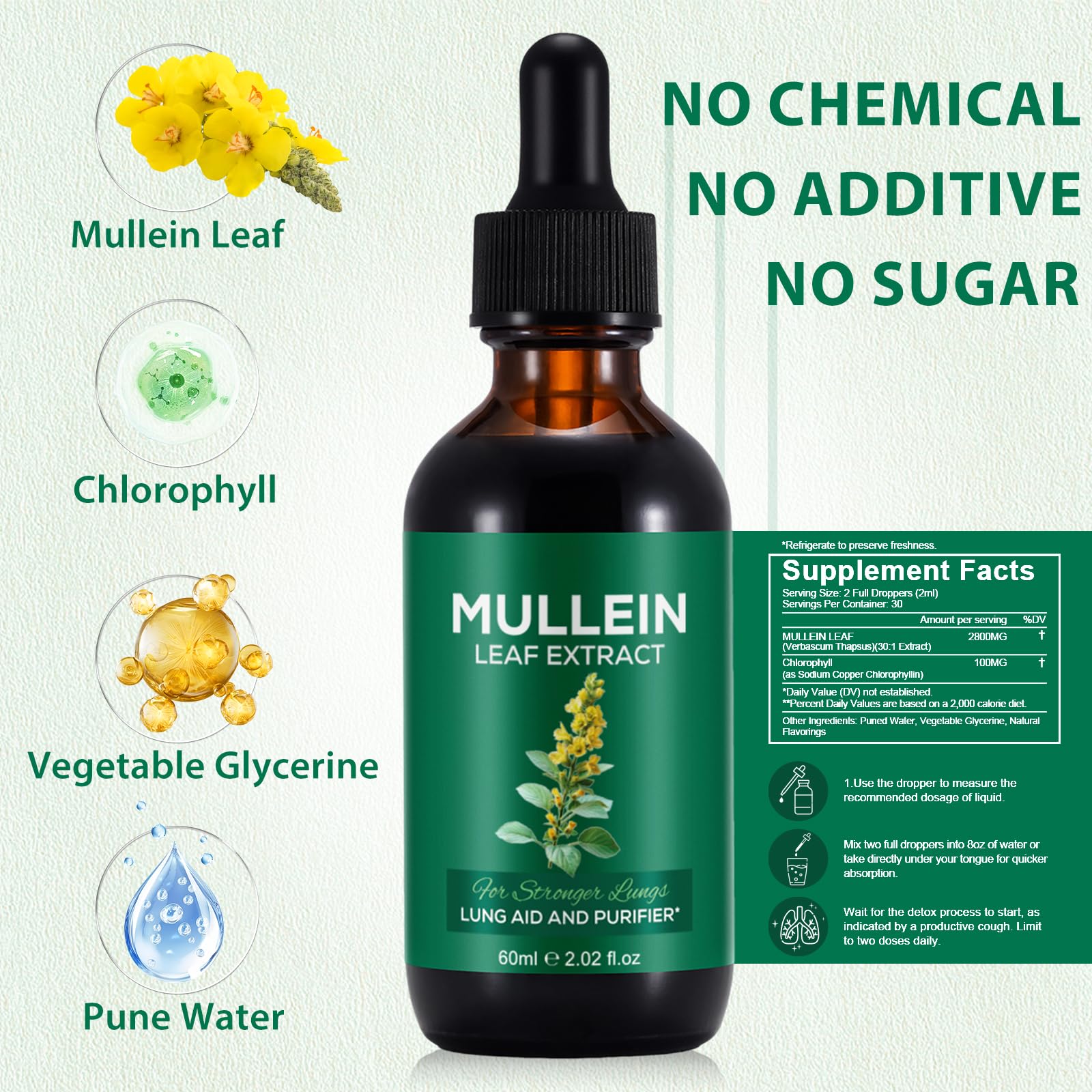 NenMaoKeNu mullein leaf extract tincture emphasizes traditional lung care use.