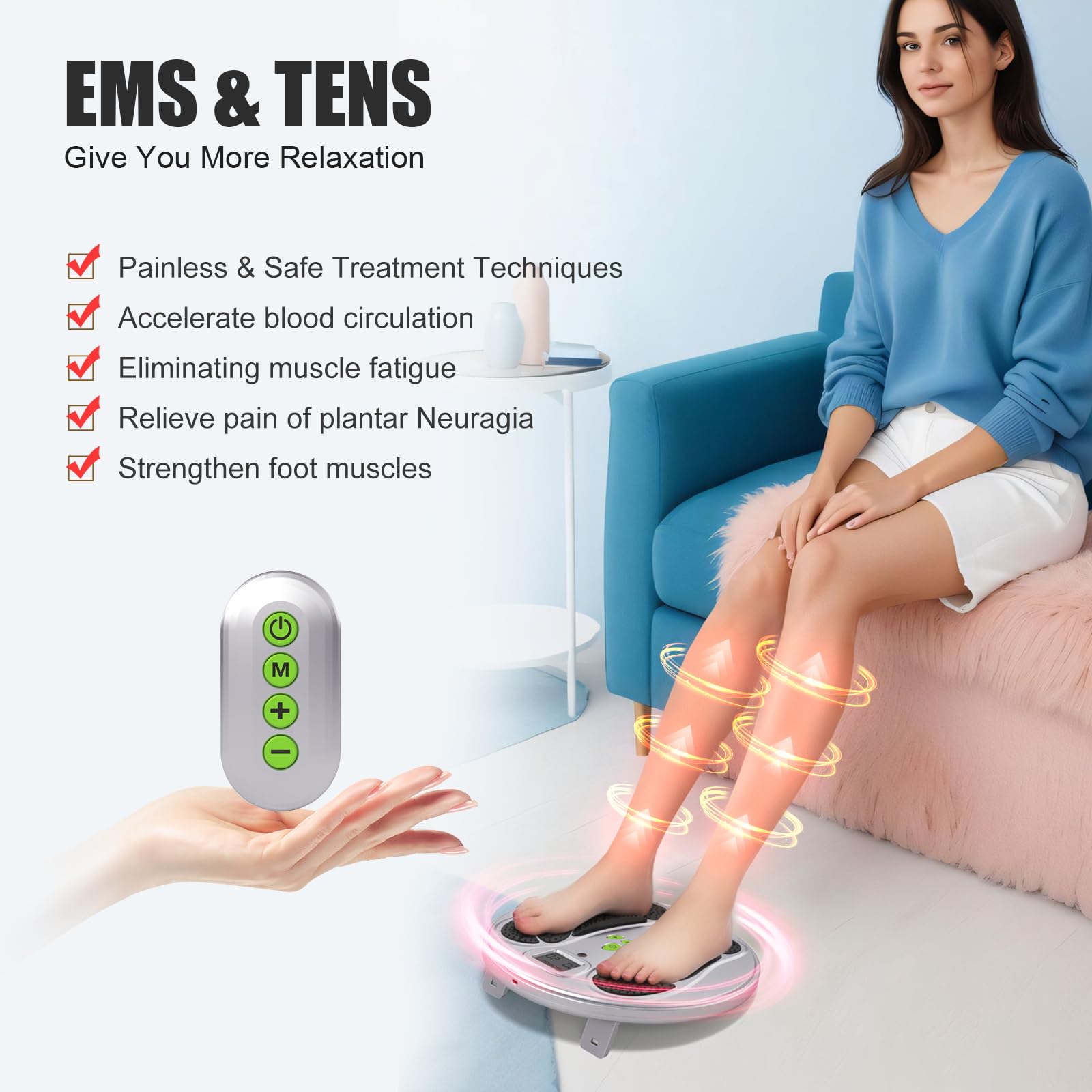 NENRENT massager used on calf and ankle for full leg comfort
