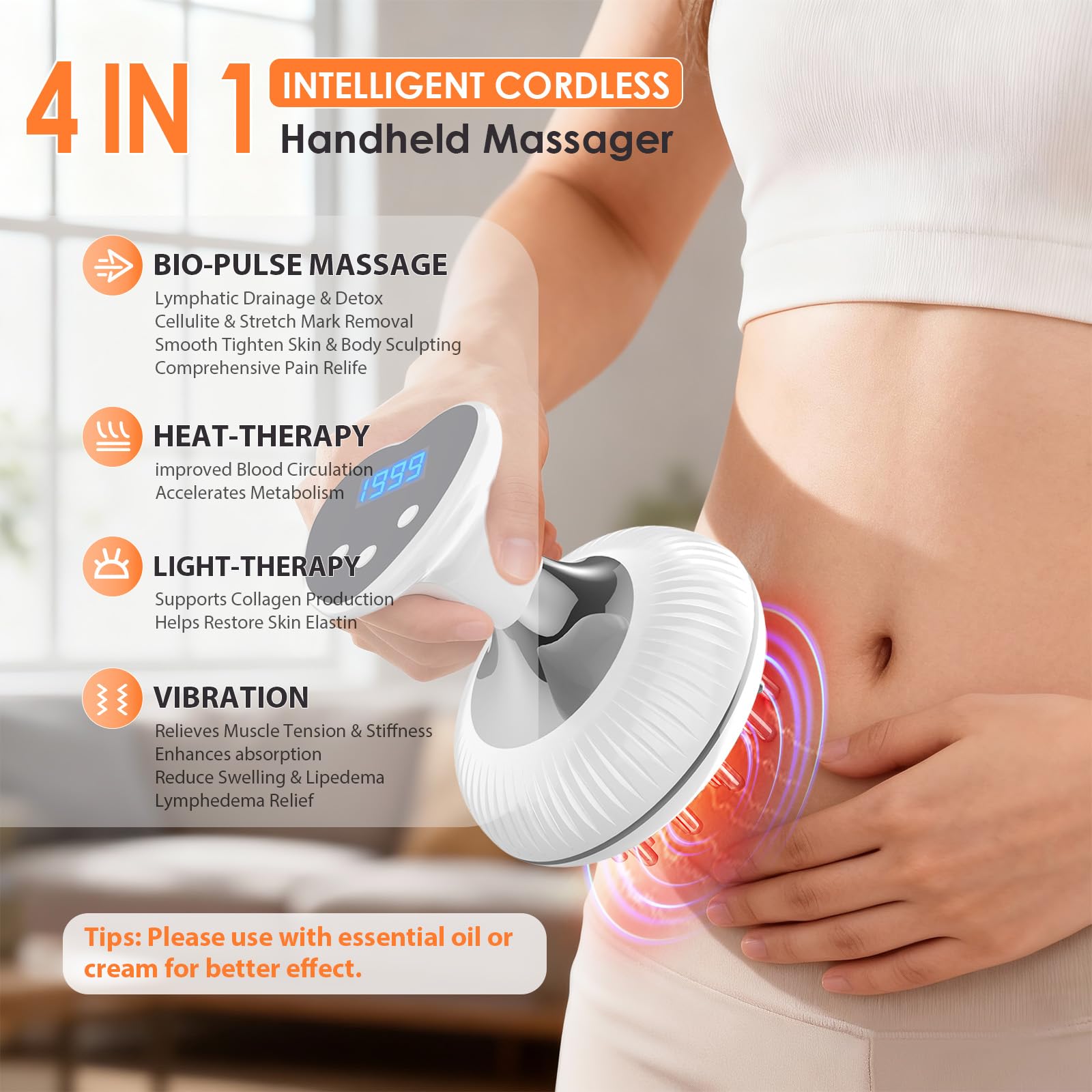 NENRENT lymphatic drainage massager side view highlighting compact form