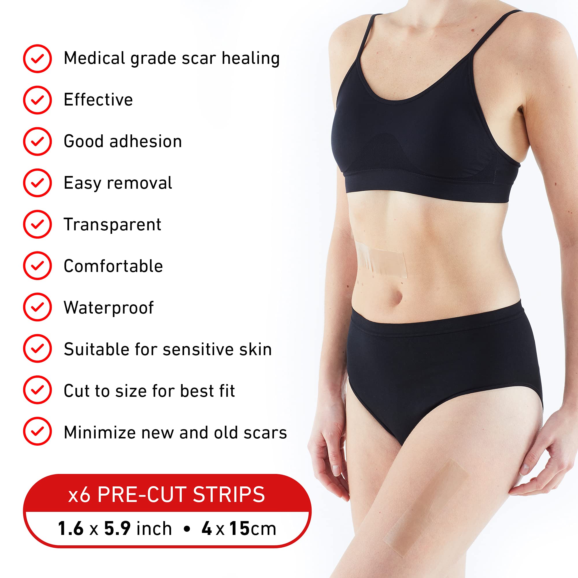 Neo-G Opti-Heal scar strip applied to C-section scar with comfortable fit