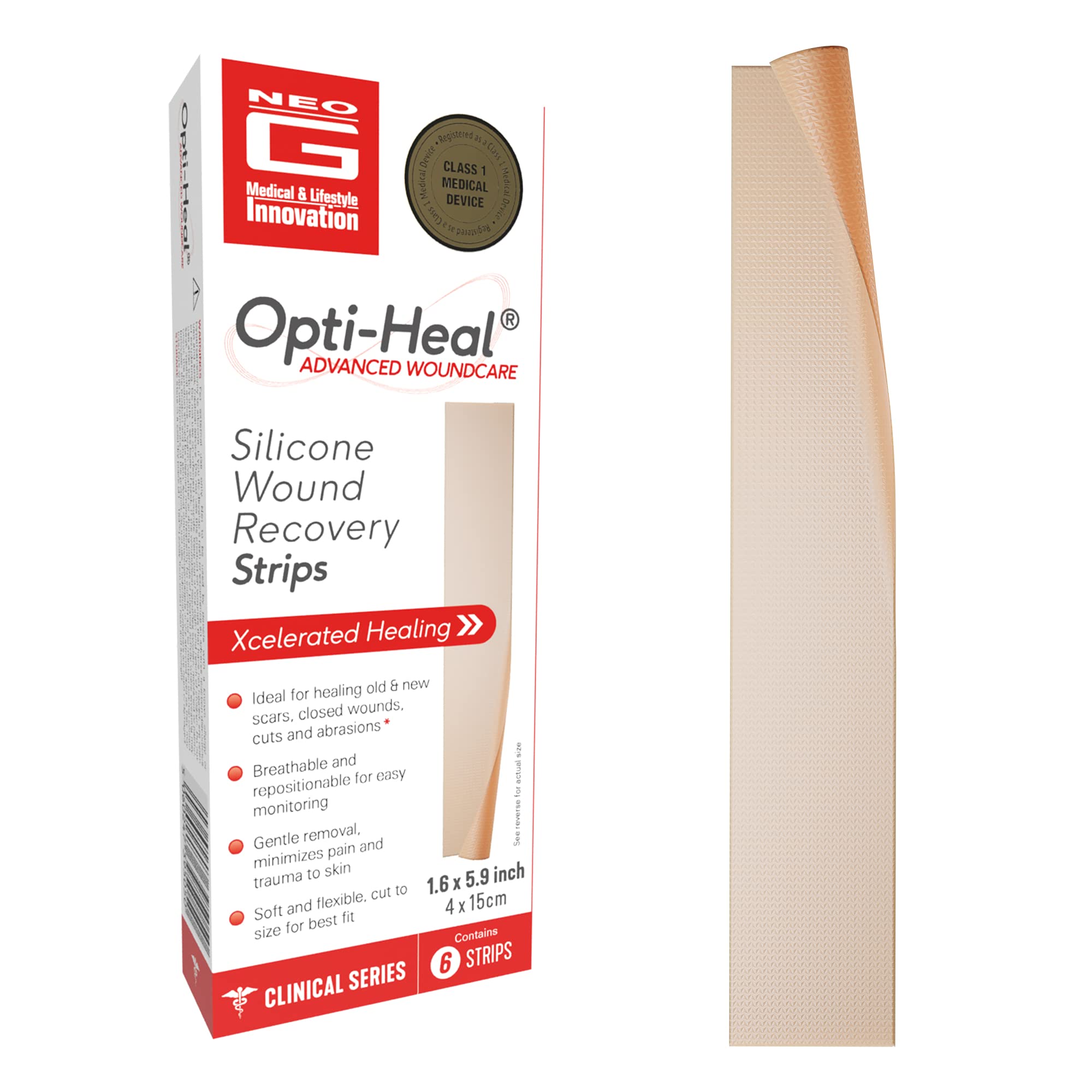 Neo-G Opti-Heal scar strip on surgical scar for subtle camouflage
