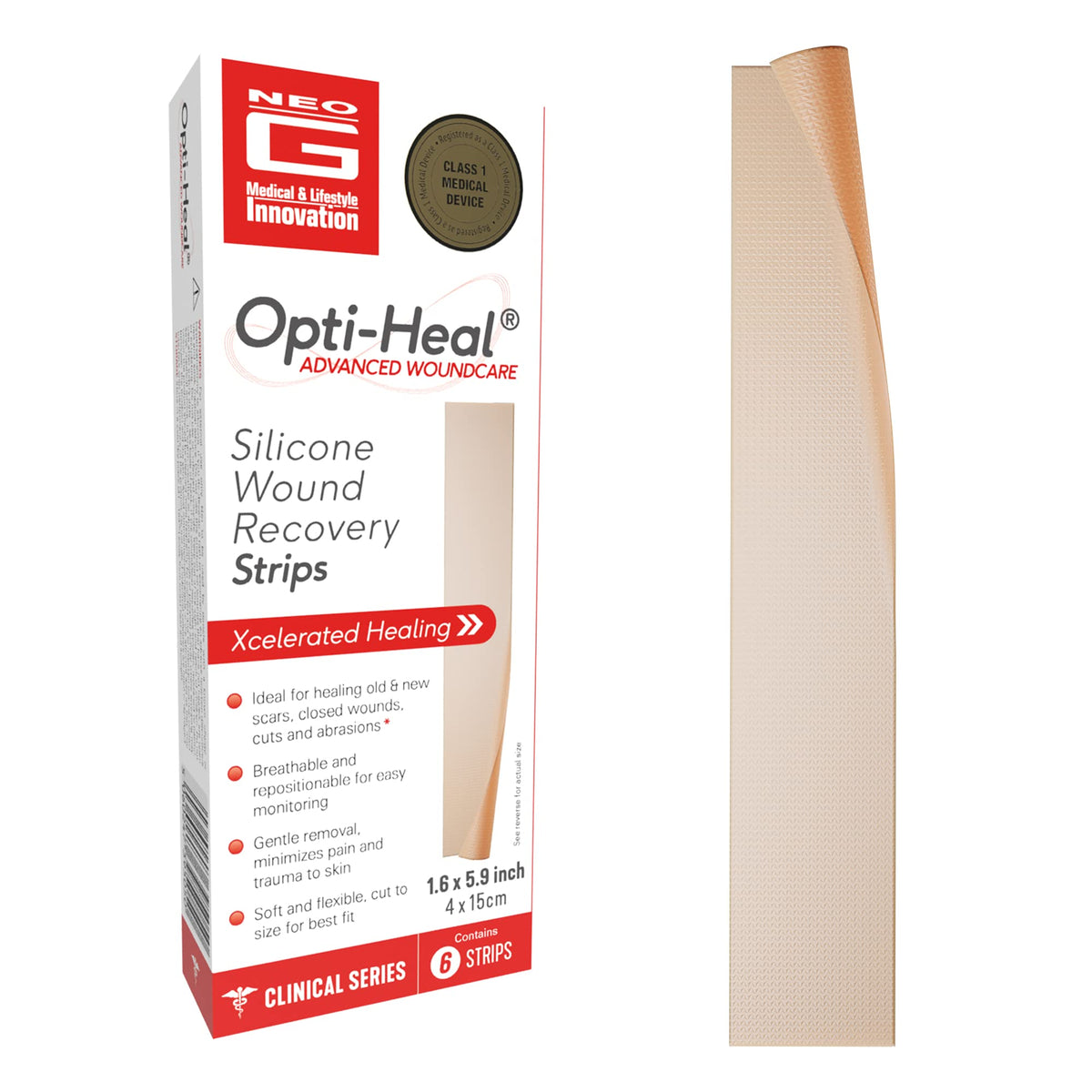 Neo-G Opti-Heal scar strip on surgical scar for subtle camouflage