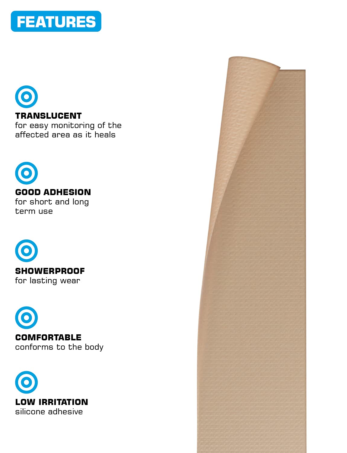 Neo-G Opti-Heal silicone sheet closeup highlighting soft, transparent backing