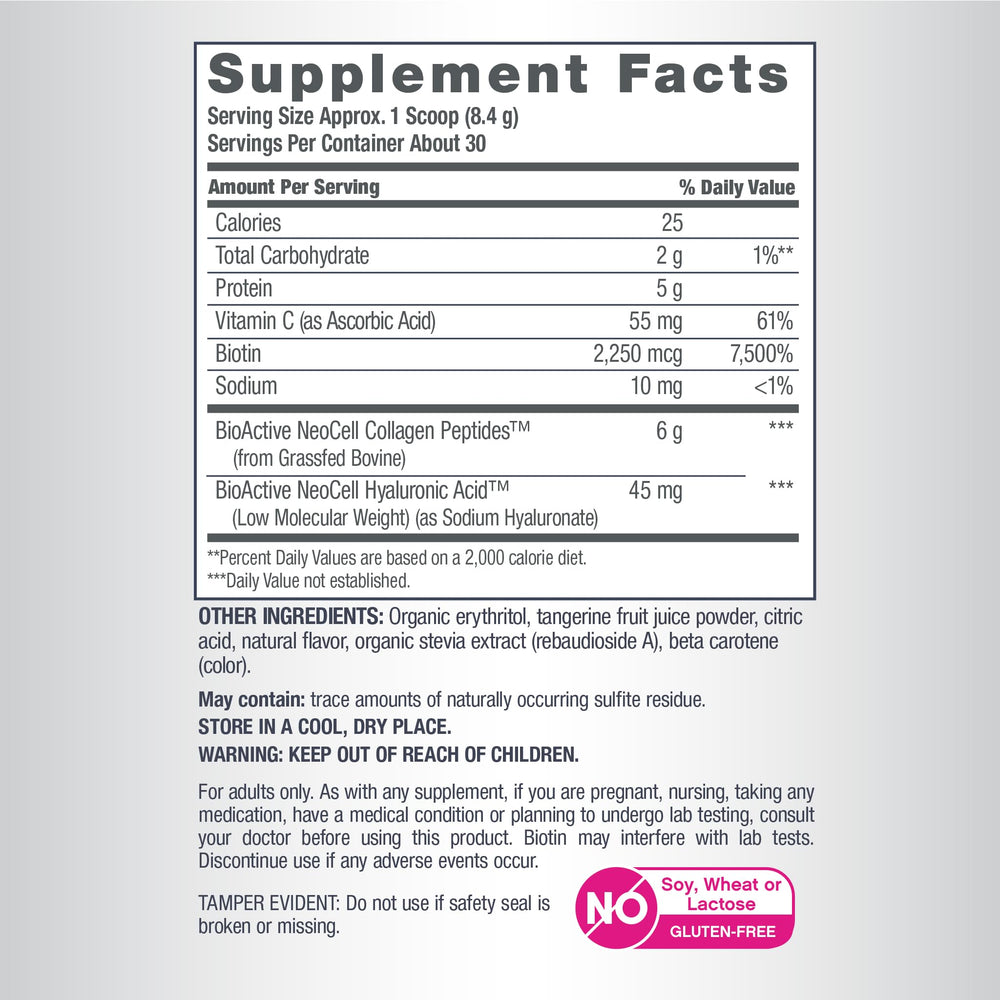NeoCell Collagen Beauty Infusion with biotin and vitamin C supports hair and nails