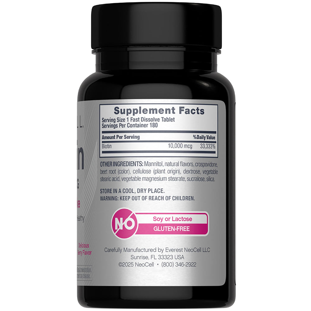 NeoCell Biotina 10000, disolución en la boca sin agua para uso diario.