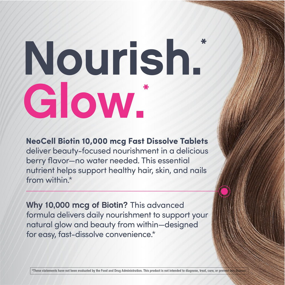 NeoCell Biotina 10000, ideal para viajar y llevar en la bolsa.