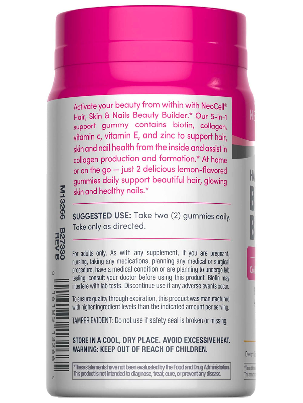 NeoCell bottle dispensing two gummies for daily routine.