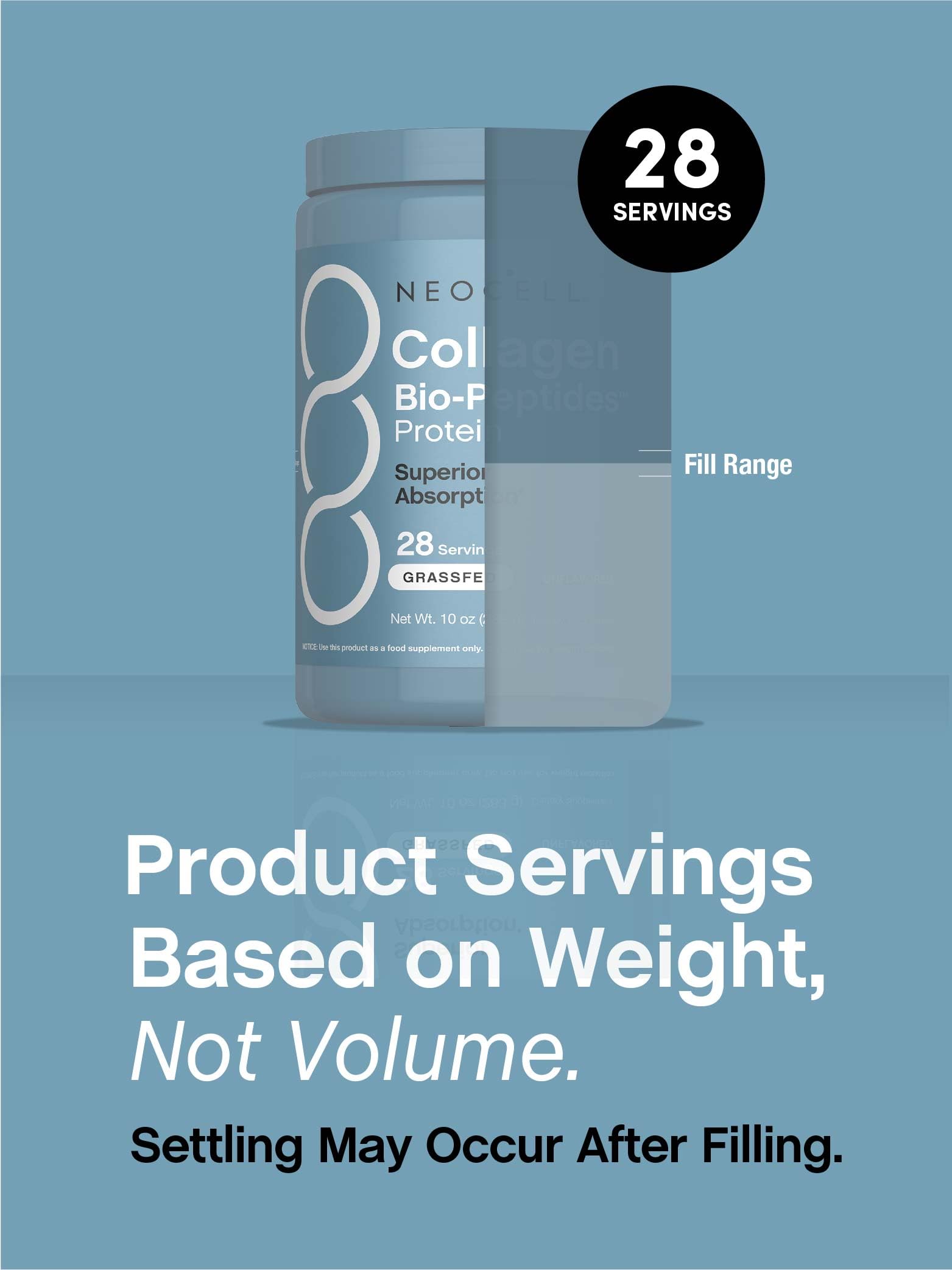 NeoCell Collagen Bio-Peptides 10oz packaging ideal for everyday use.
