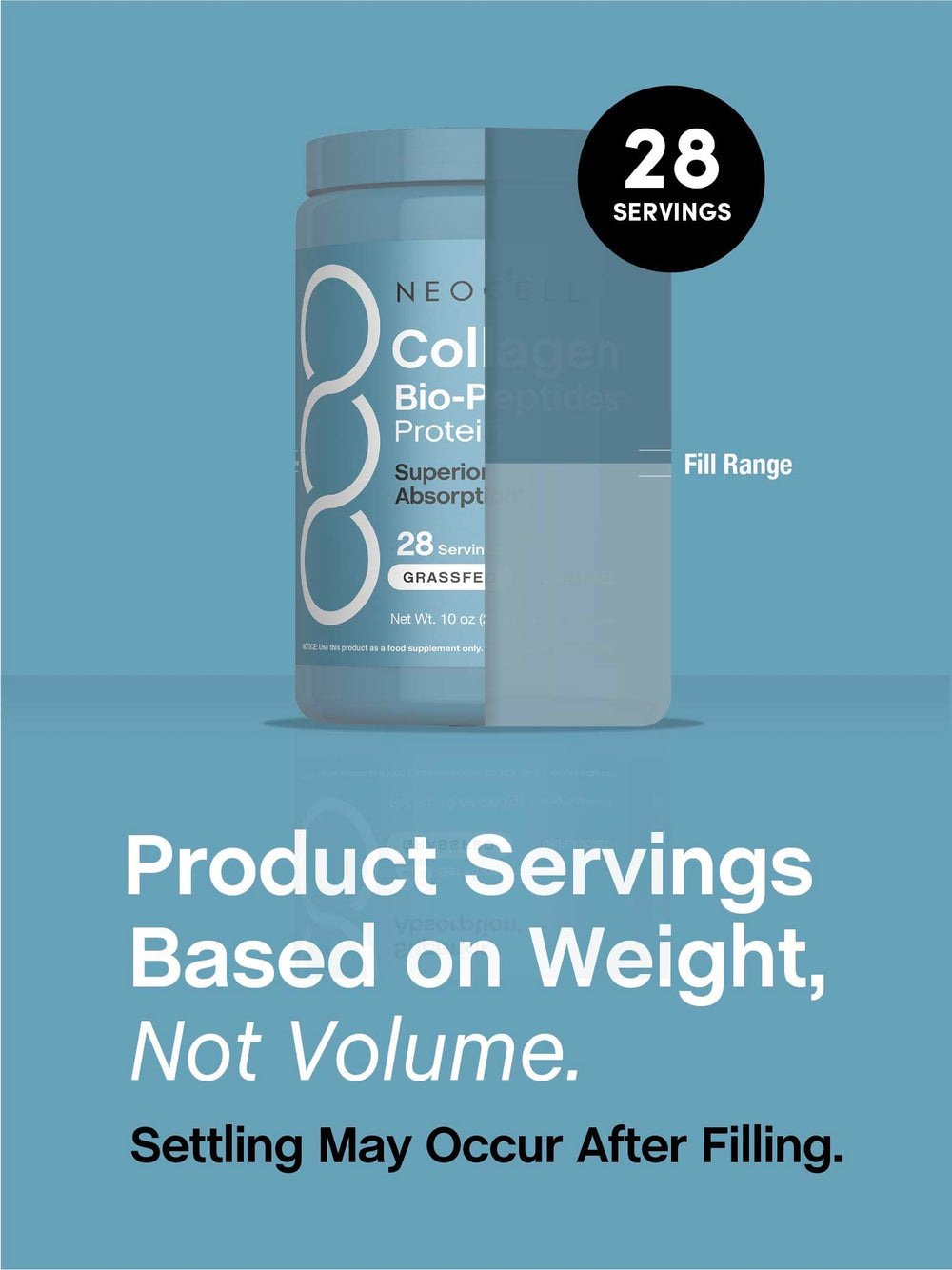 NeoCell Collagen Bio-Peptides 10oz packaging ideal for everyday use.