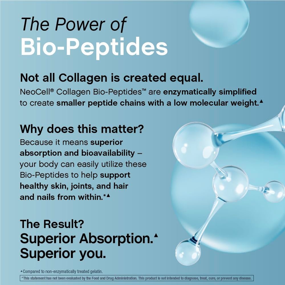 NeoCell Collagen Bio-Peptides blended into smoothie, creamy texture supports daily wellness.