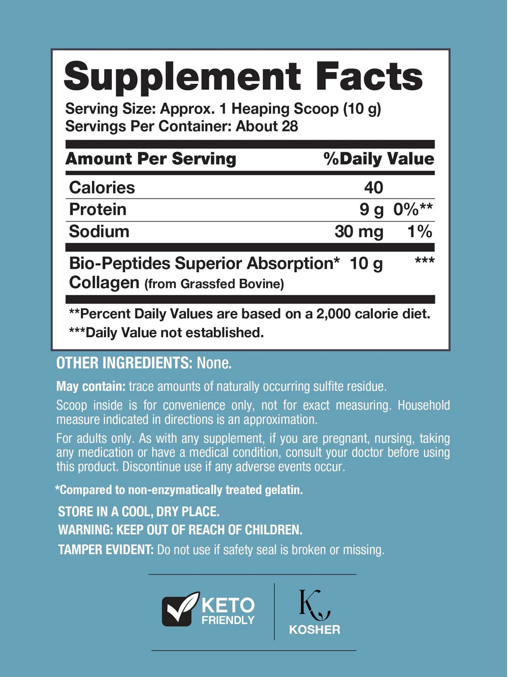 NeoCell Collagen Bio-Peptides bottle side view showing premium packaging and freshness.