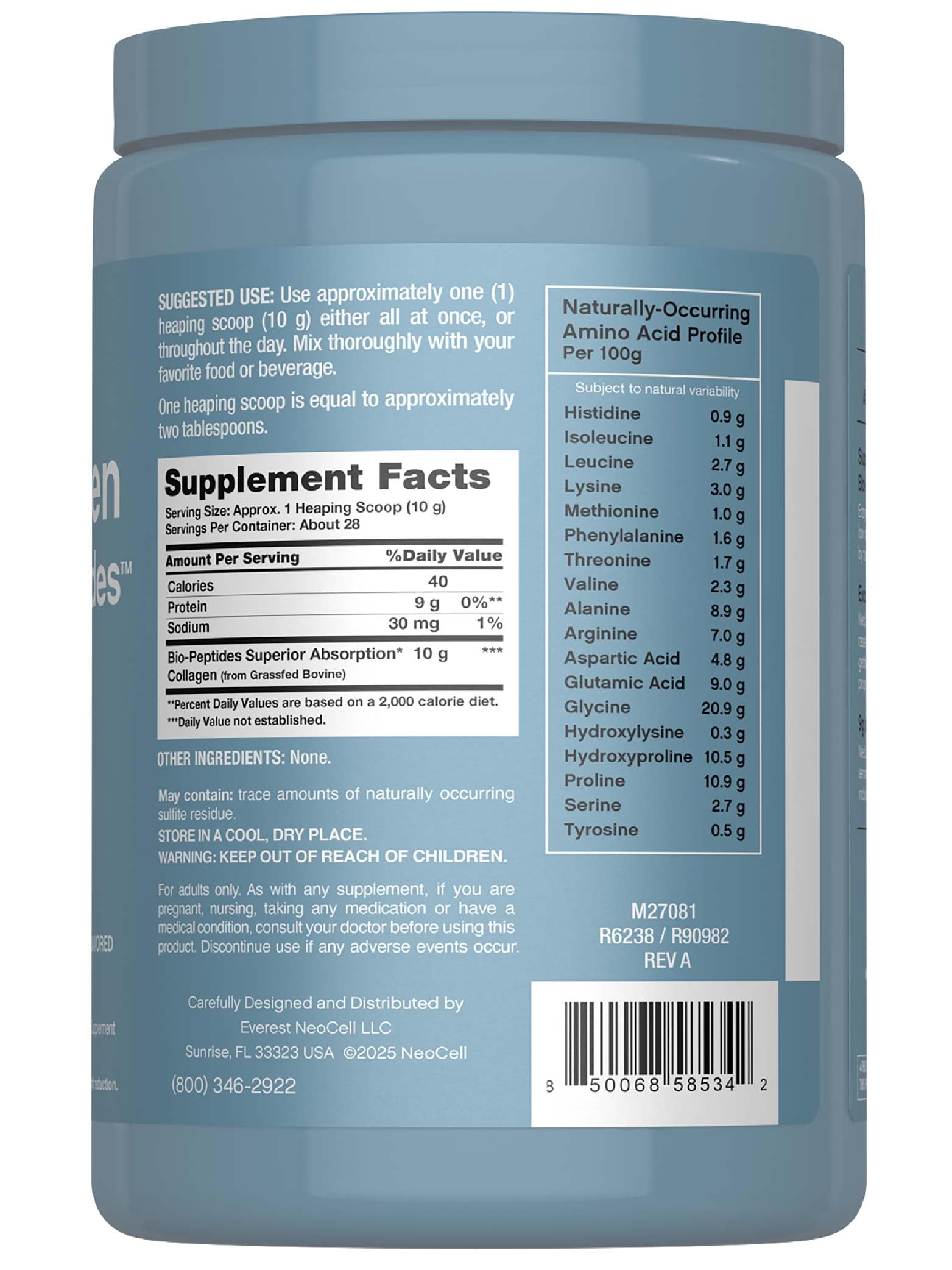 NeoCell Collagen Bio-Peptides powder dissolves easily into tea for a gentle daily ritual.