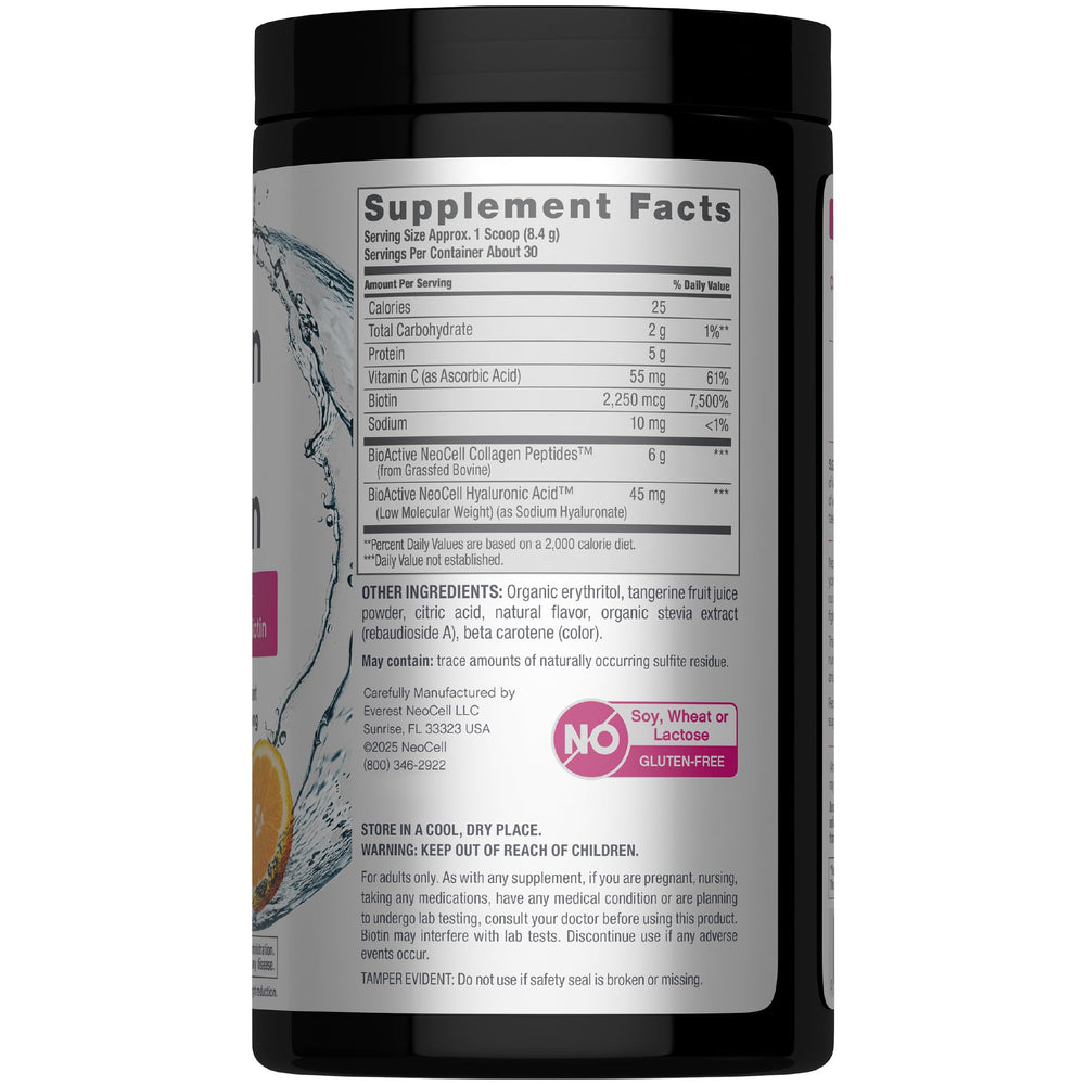 NeoCell Collagen hydrolyzed peptides powder dissolving in beverage