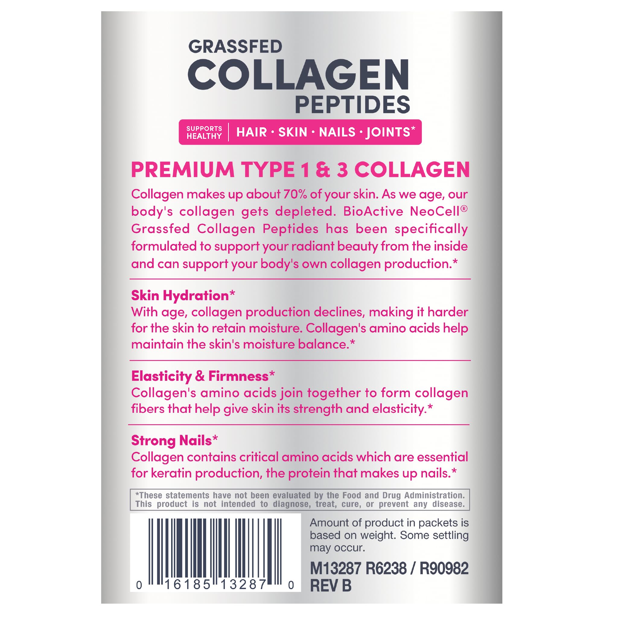 NeoCell collagen packets dissolve easily in beverages for quick mixing.