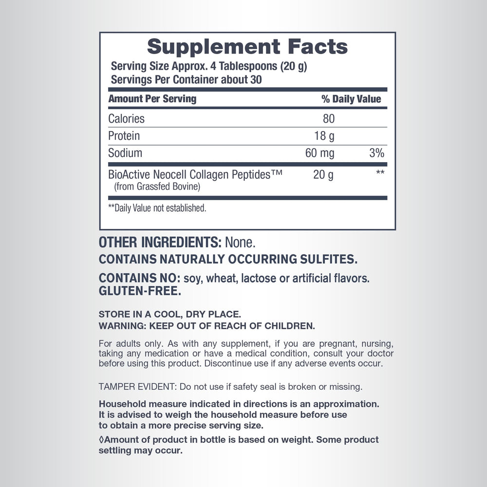 NeoCell ingredients label close-up highlights Paleo-friendly, gluten-free, non-GMO certification