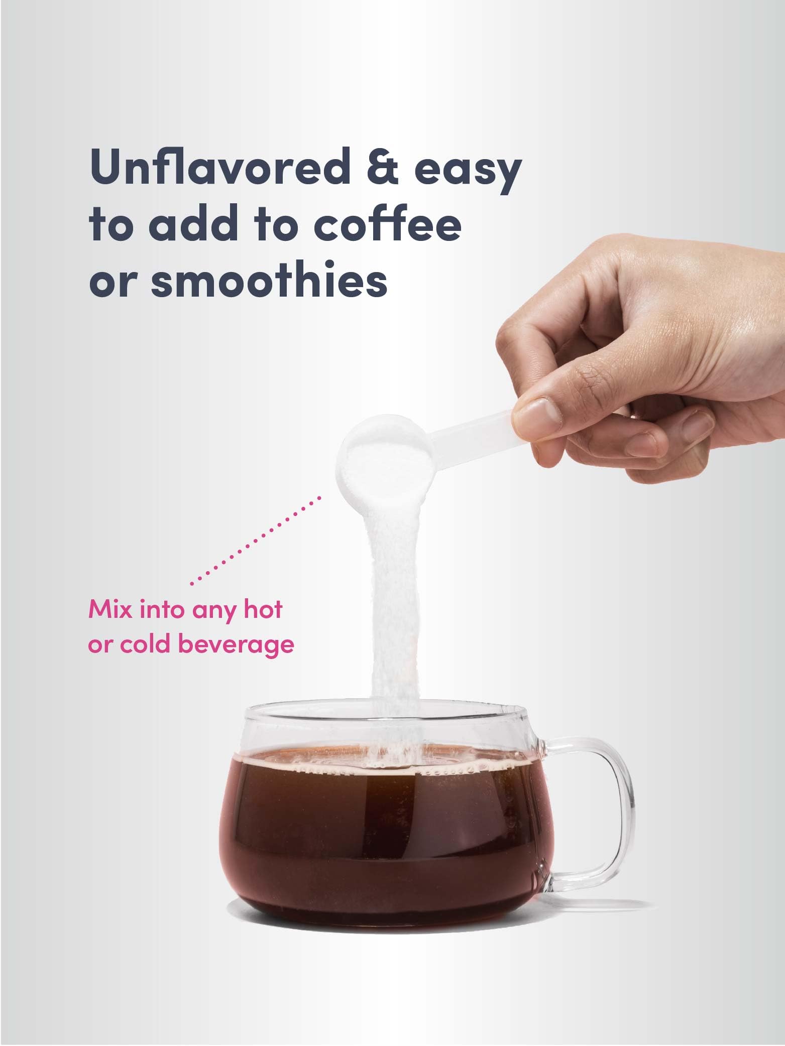 NeoCell Collagen peptides mixed in a smoothie; seamless blending.
