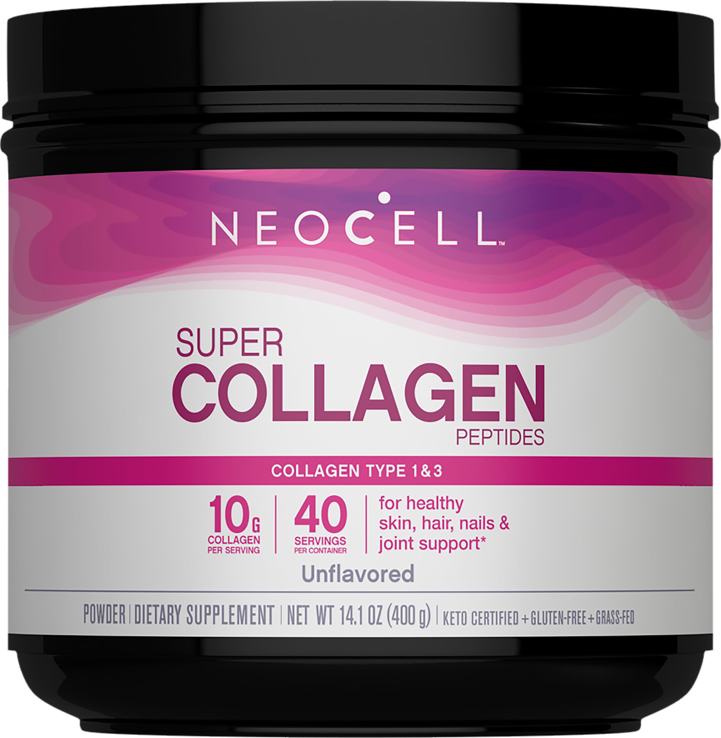 NeoCell collagen peptides bottle 14oz promotes skin, hair, and nails from within
