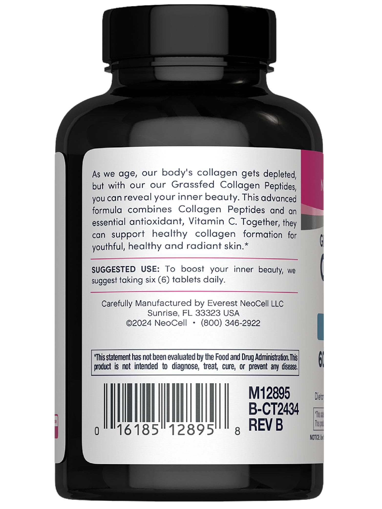NeoCell Collagen with Vitamin C label close-up emphasizing collagen support.
