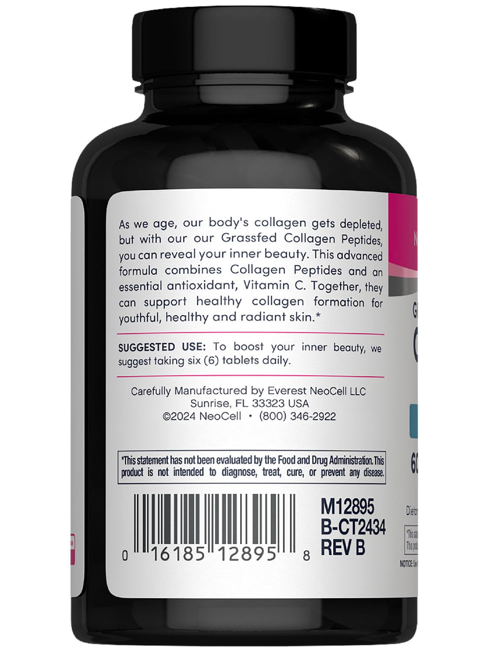 NeoCell Collagen with Vitamin C label close-up emphasizing collagen support.
