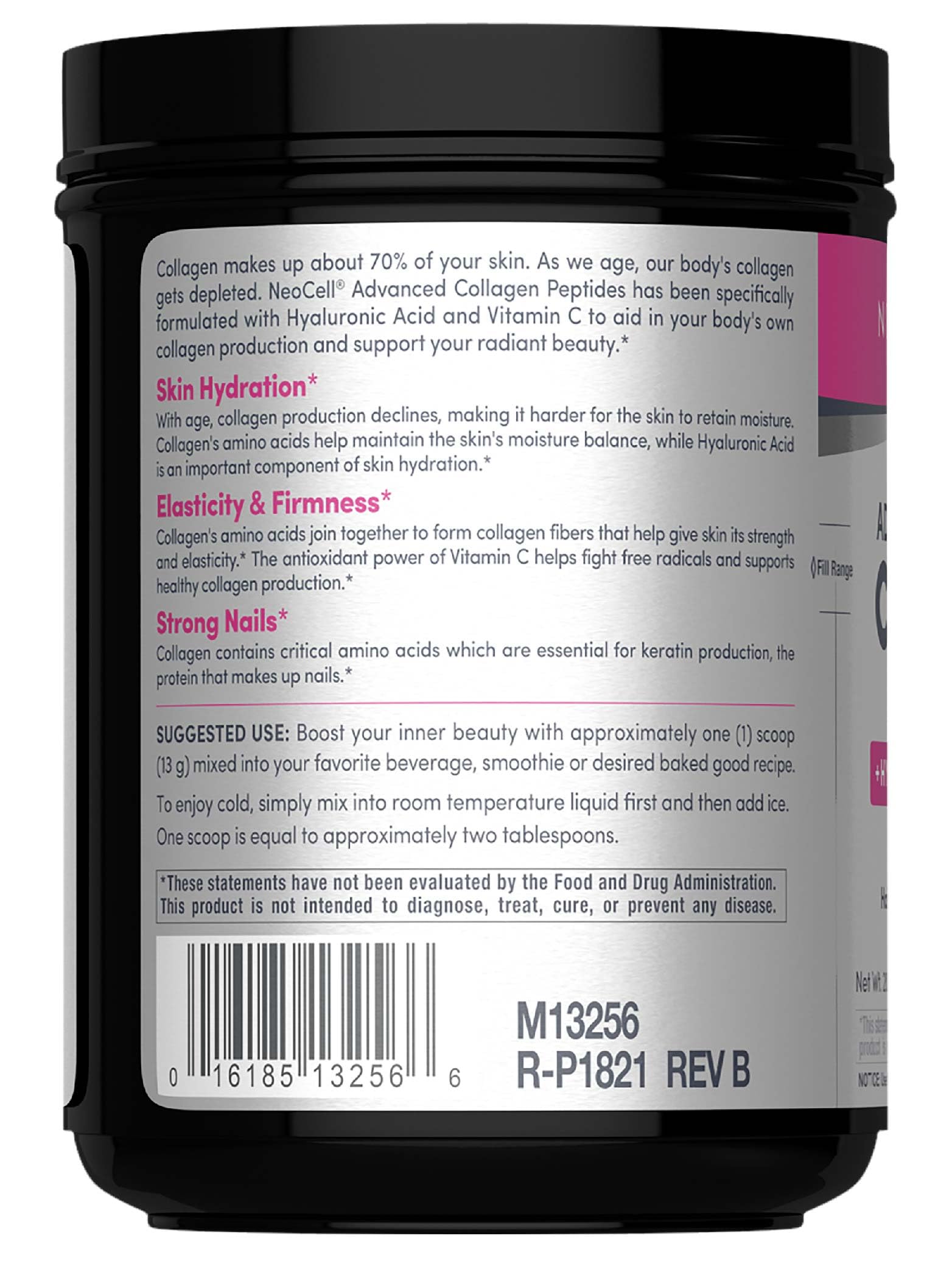NeoCell Collagen Plus Hyaluronic Acid bottle highlighting hydration benefits.
