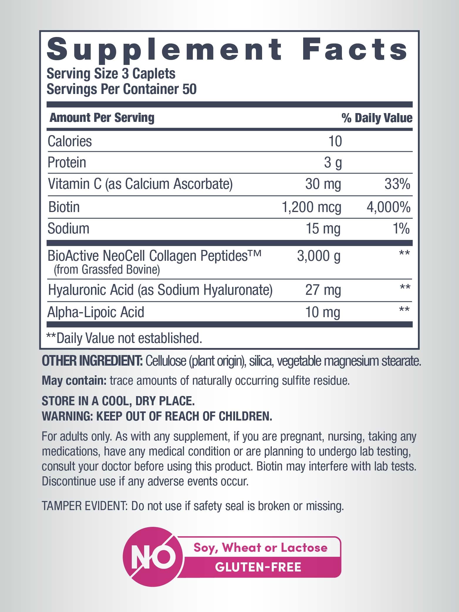 Grass-fed collagen types 1 and 3 from NeoCell support skin structure