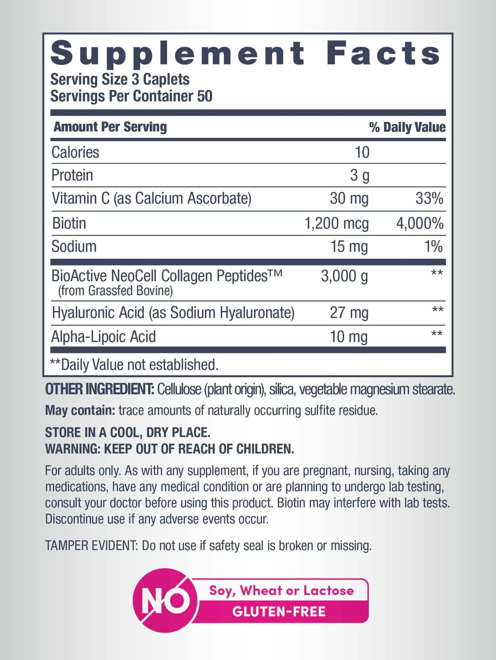 Grass-fed collagen types 1 and 3 from NeoCell support skin structure