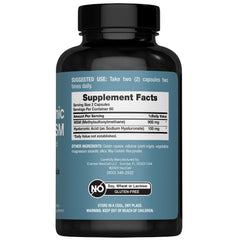 NeoCell Hyaluronic Acid + MSM bottle label highlights 1000 mg formula.