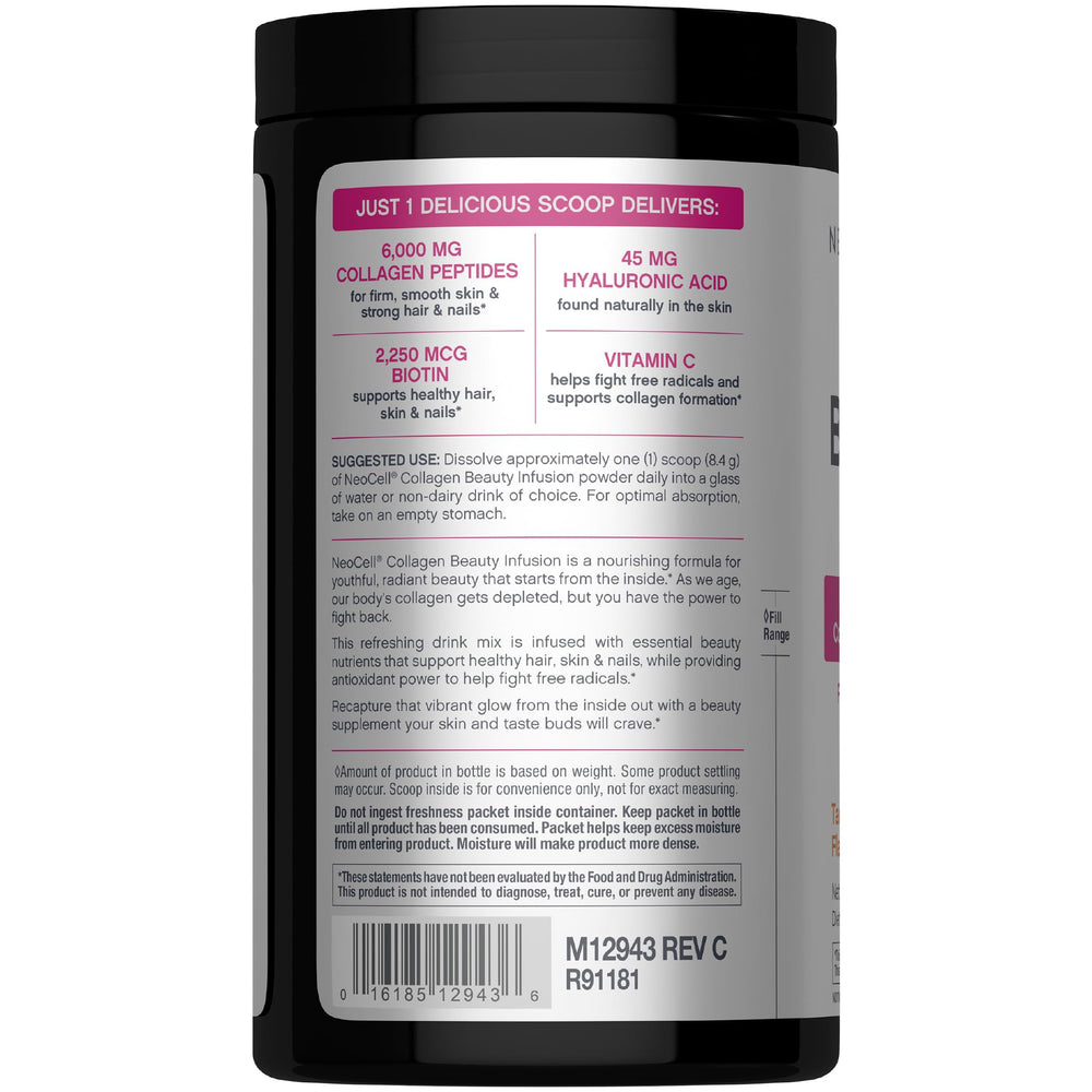 NeoCell Collagen Beauty Infusion with hyaluronic acid hydrates the skin