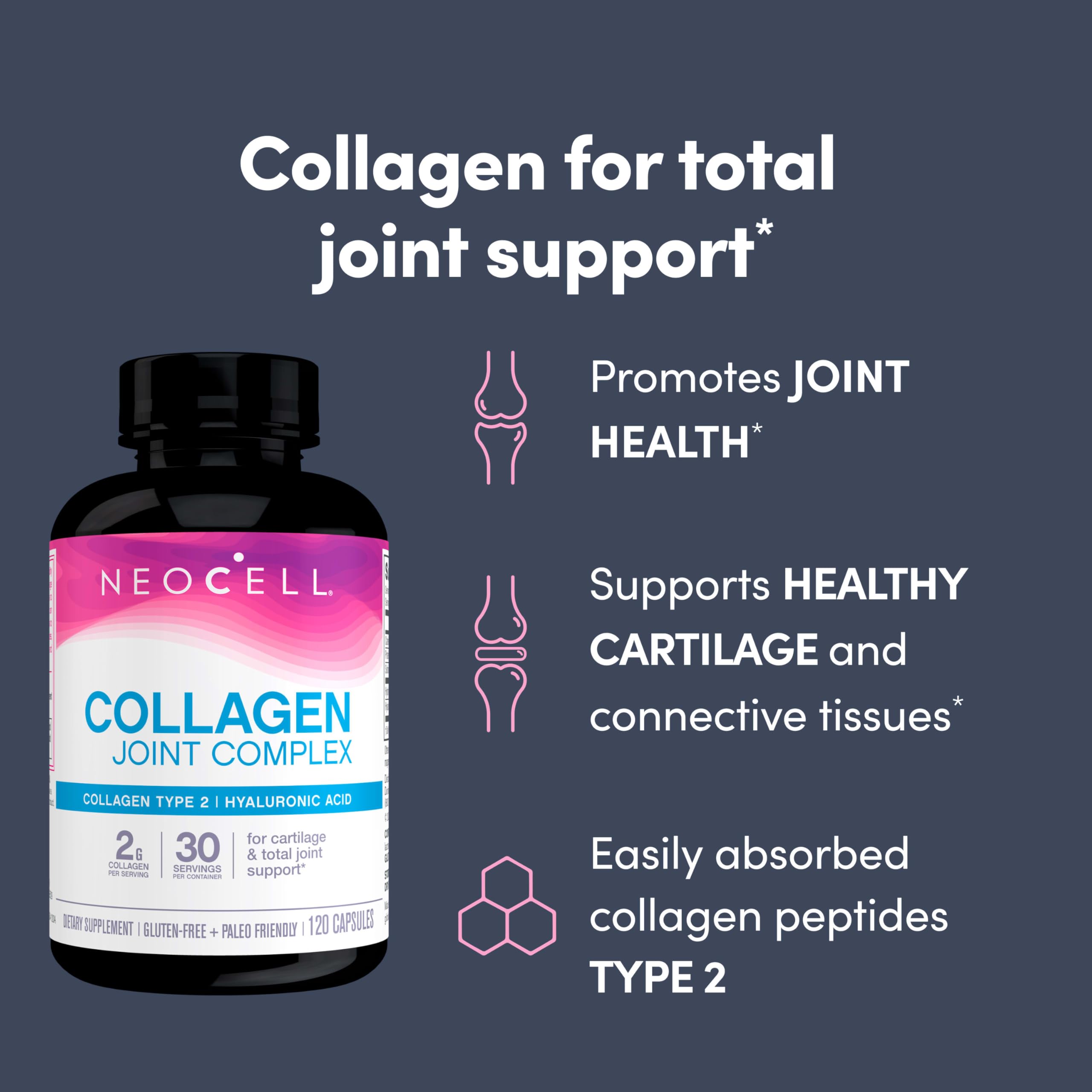 NeoCell Joint Complex label with non-GMO and gluten-free attributes for healthy joints