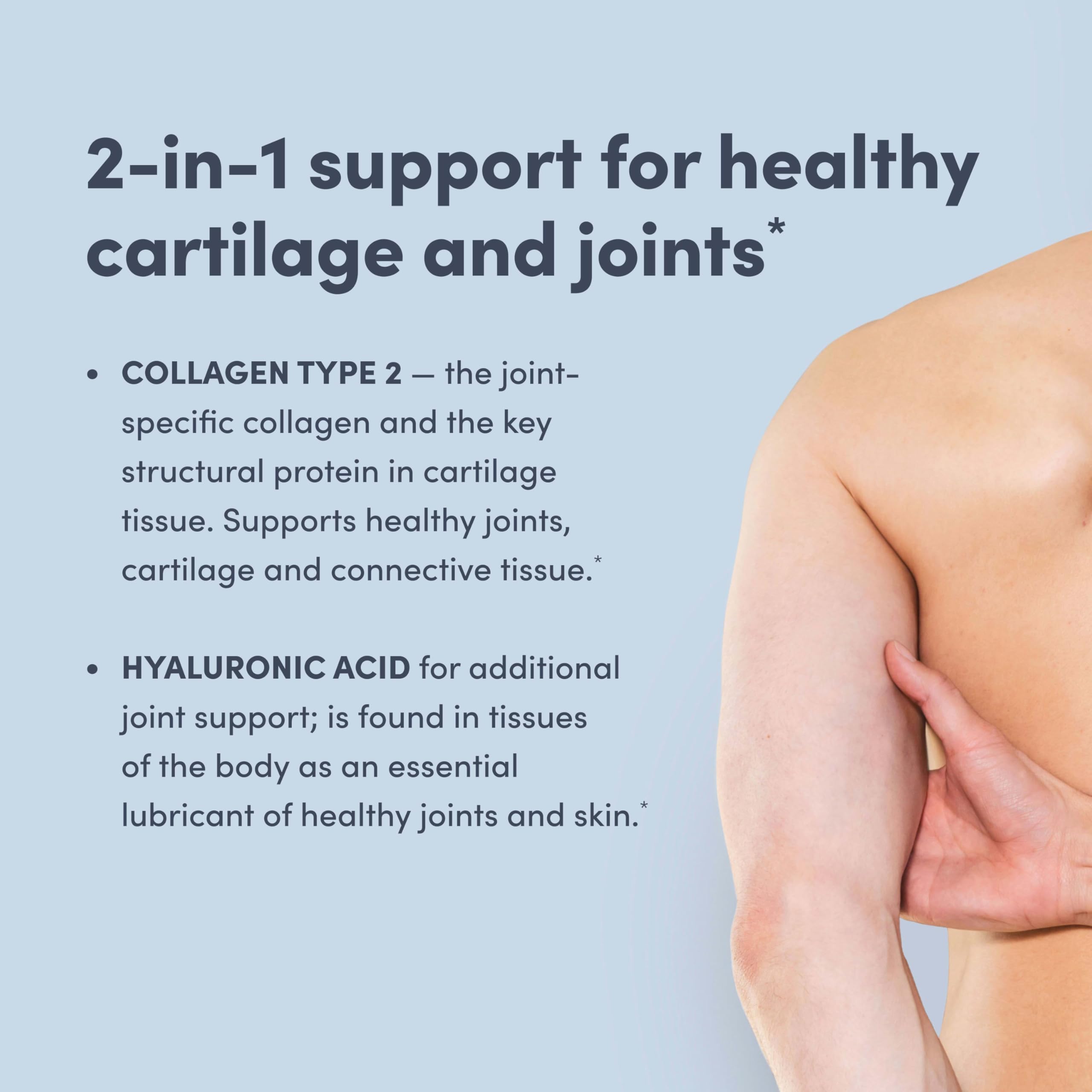 Capsules arranged beside packaging signaling daily joint support for an active lifestyle