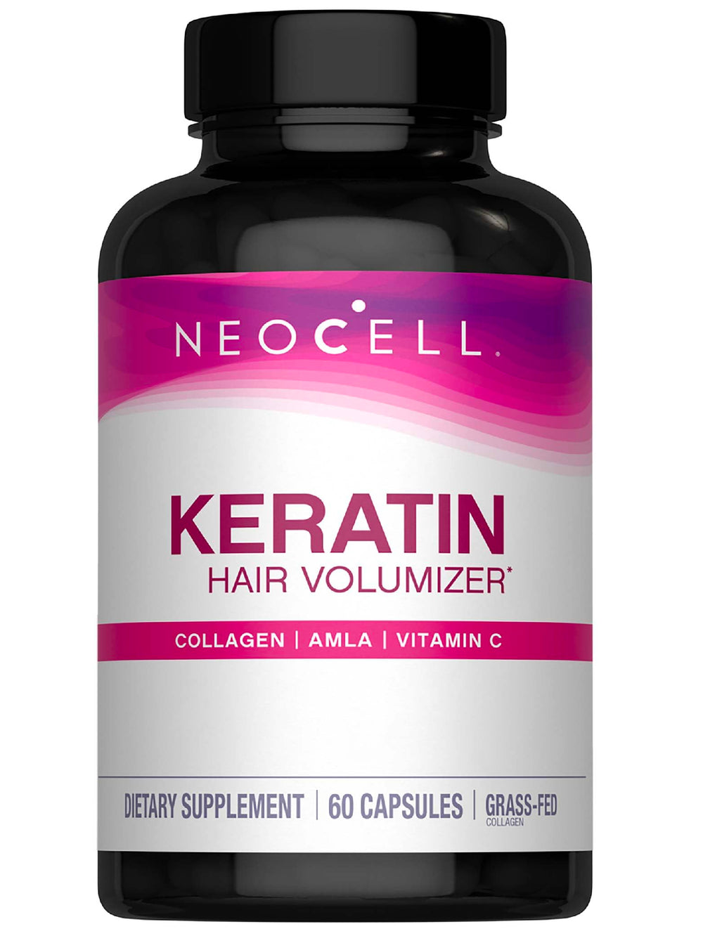 NeoCell Keratin Hair Volumizer bottle ready for daily use; supports hair and skin vitality