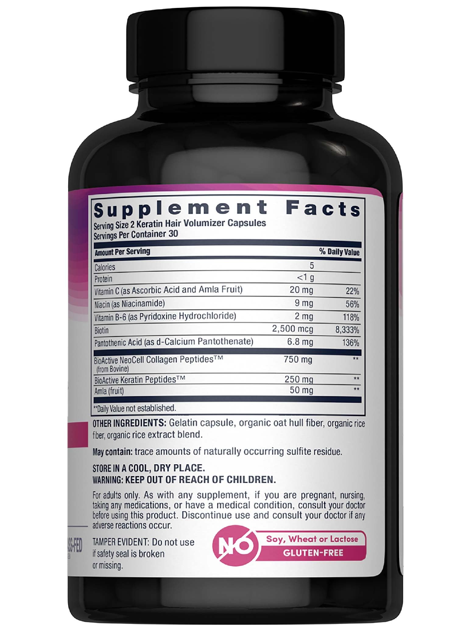 Close-up of NeoCell Keratin Hair Volumizer capsules for daily hair care