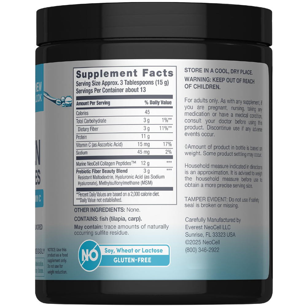 Scoop-ready NeoCell Marine Collagen Powder shown for convenient daily use.