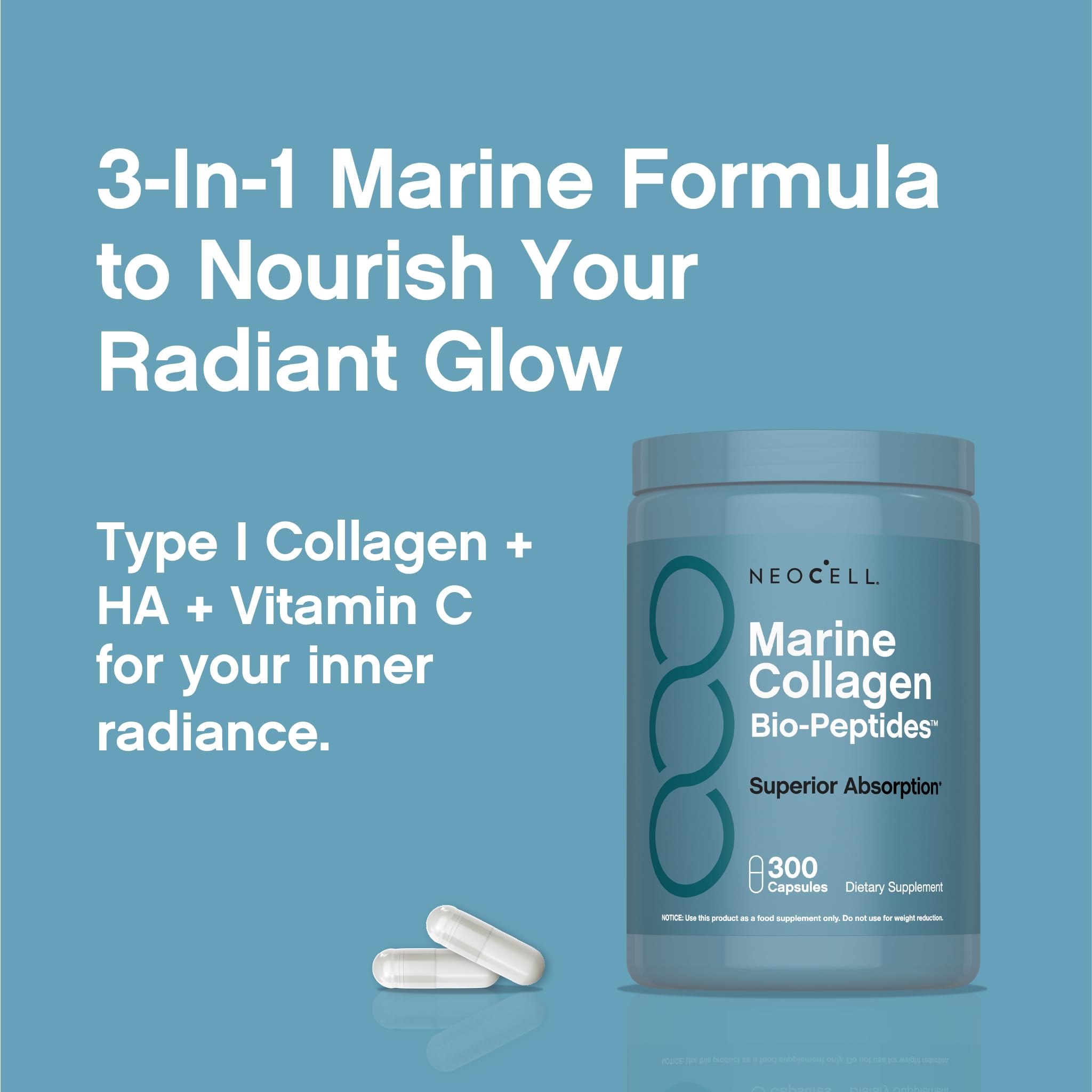 Ingredients include vitamin C and minerals in NeoCell formula for balance.