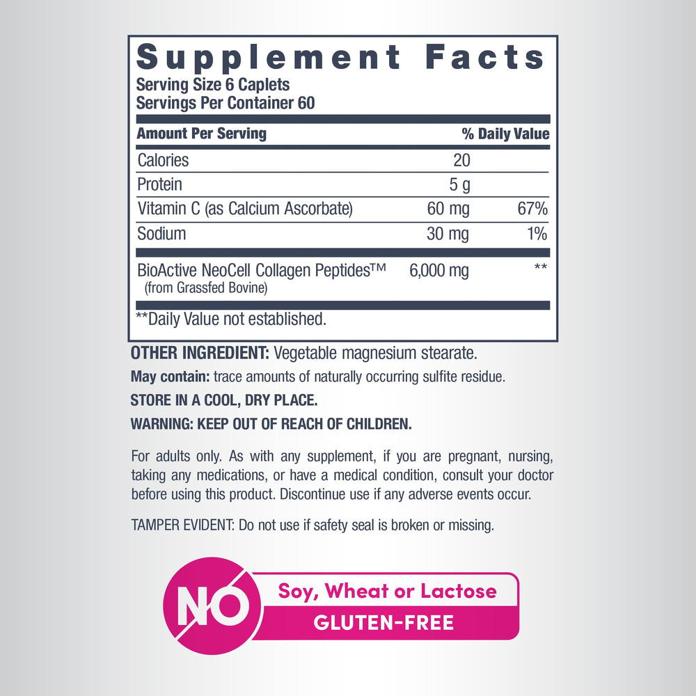 NeoCell non-GMO label on bottle indicating allergy-friendly nutrition.