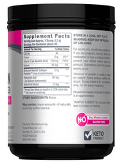 NeoCell Super Collagen Powder scoop resting on tub for easy dosing.