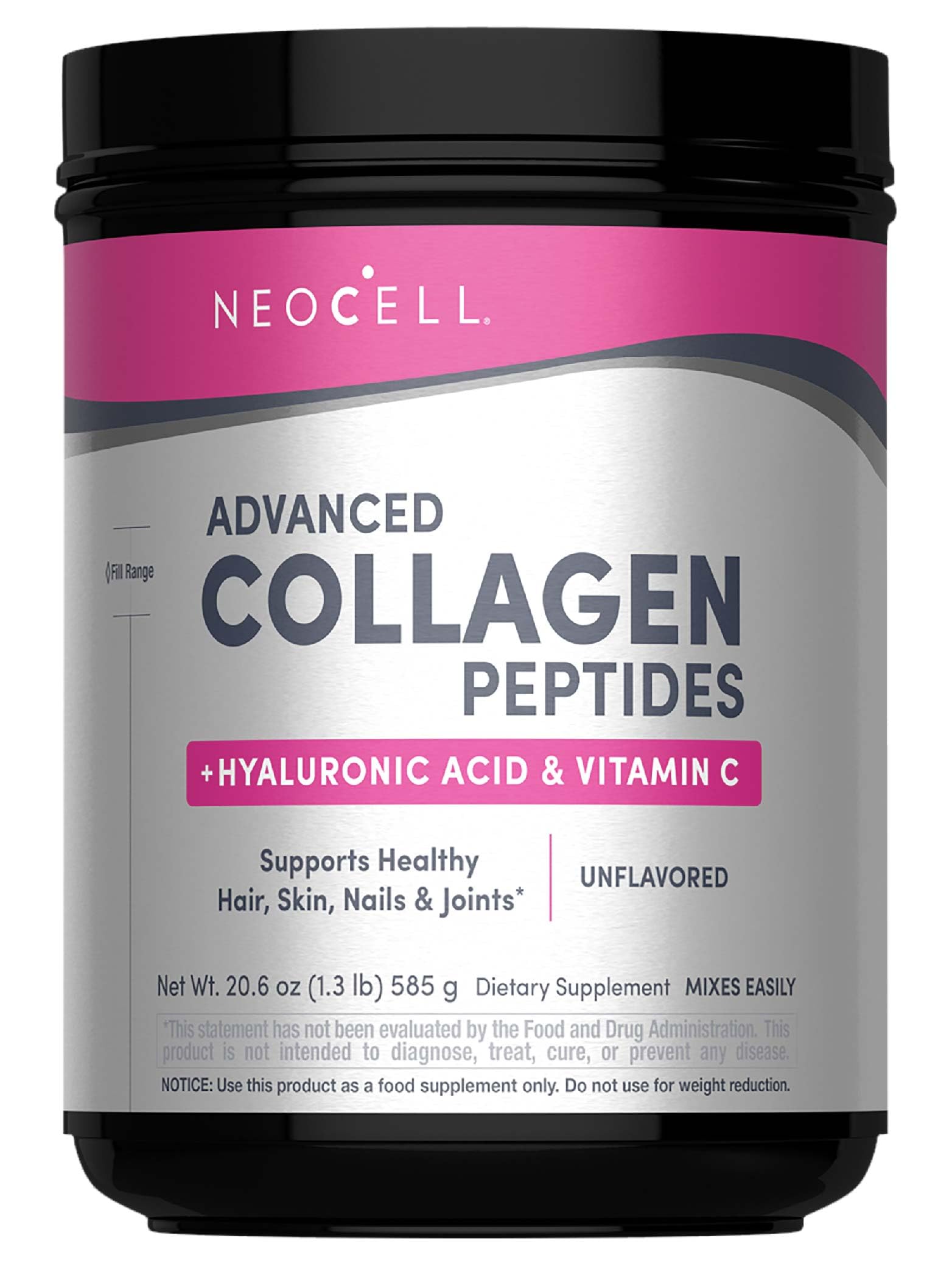 NeoCell Super Collagen Powder tub with scoop, ready for daily use.