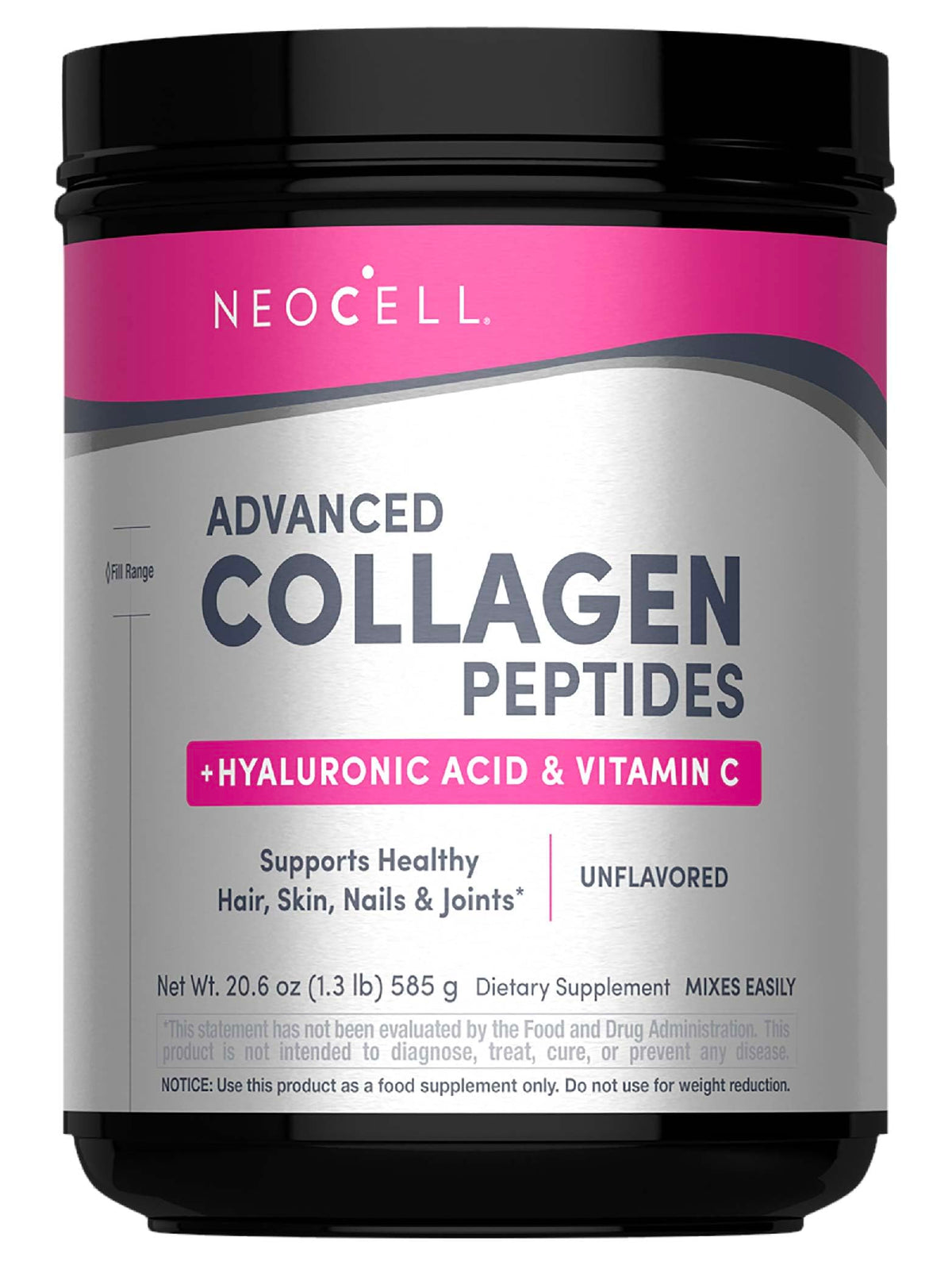 NeoCell Super Collagen Powder tub with scoop, ready for daily use.
