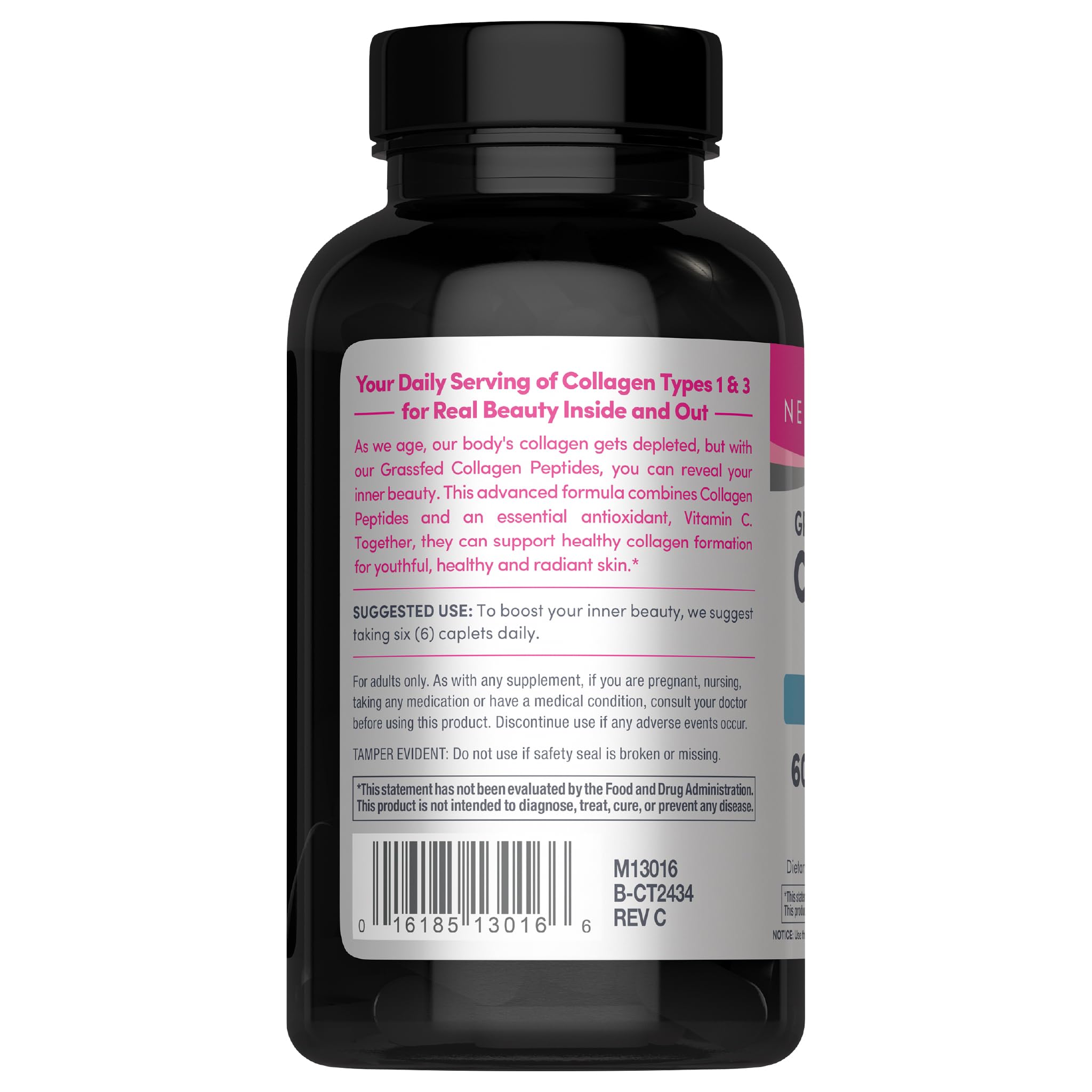 NeoCell vitamin C tablets bottle emphasizing collagen care and antioxidant support.