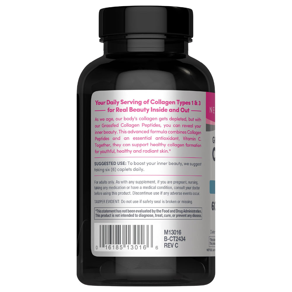 NeoCell vitamin C tablets bottle emphasizing collagen care and antioxidant support.