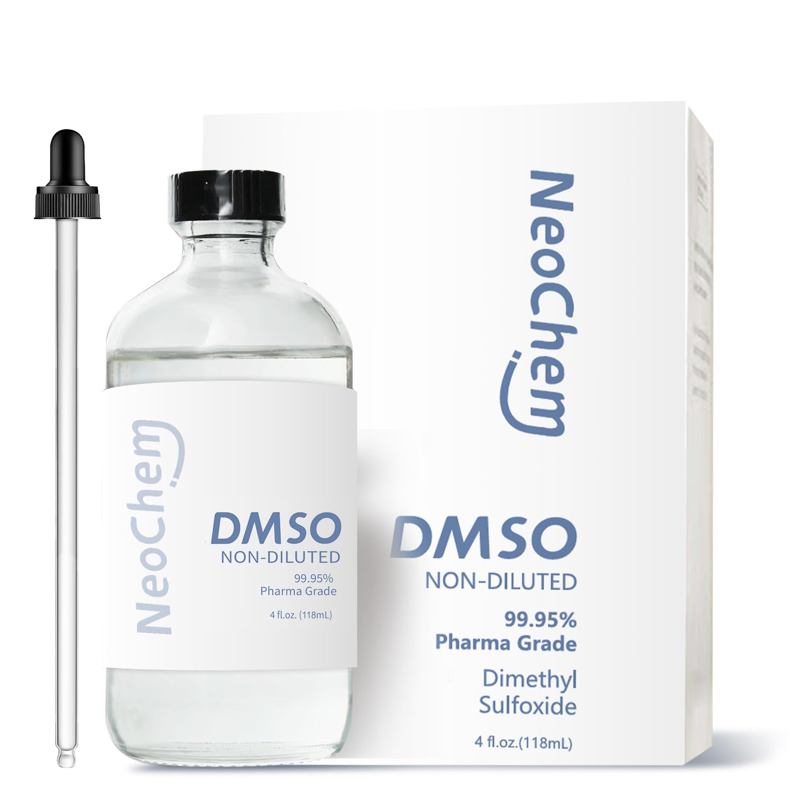 NeoChem DMSO 99.95% pure liquid in a bottle for precise medical-grade use