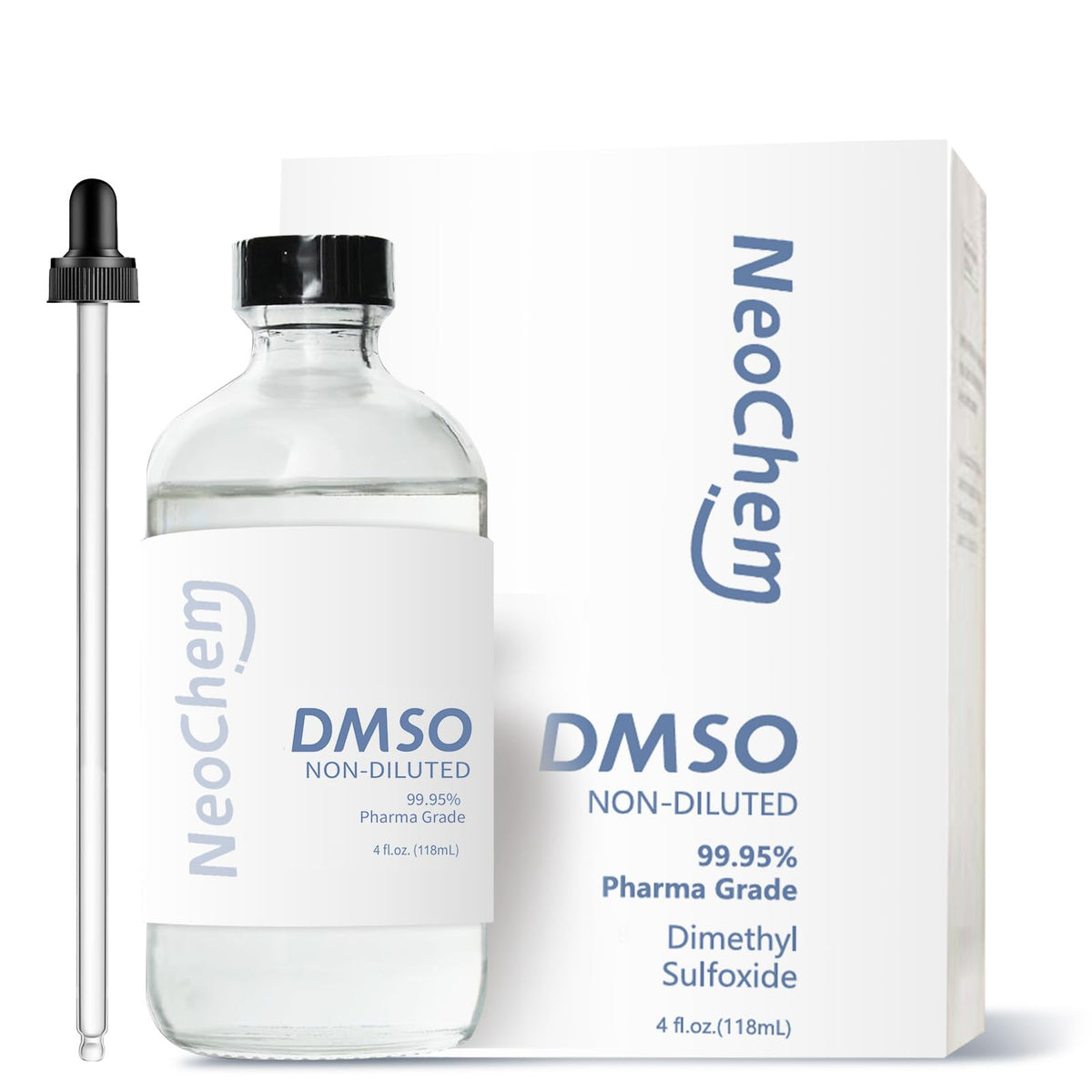 NeoChem DMSO 99.95% pure liquid in a bottle for precise medical-grade use
