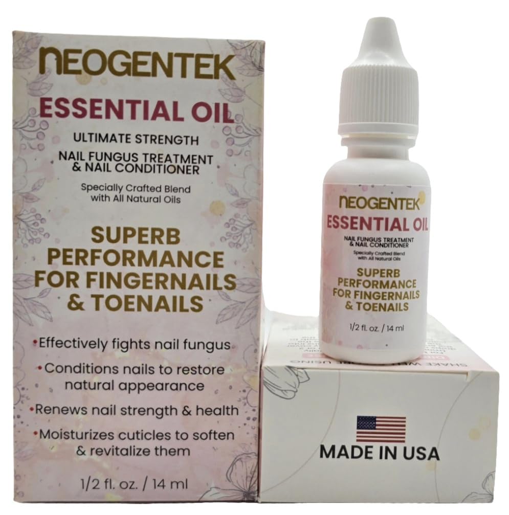 Neogentek Nail Fungus bottle illustrating daily conditioning for healthier-looking nails