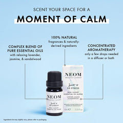 NEOM jasmine essential oil bottle delivering soothing floral serenity.