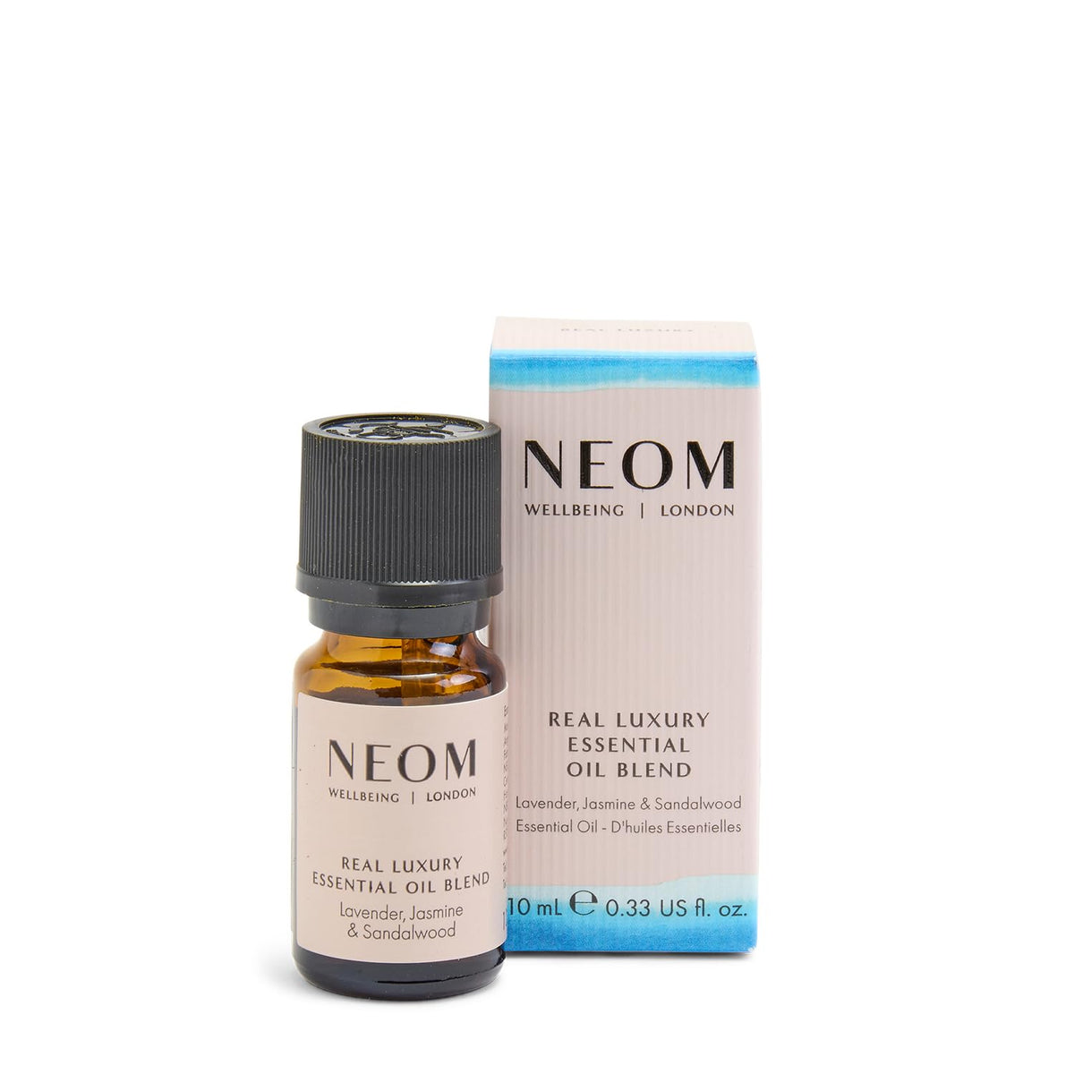 NEOM lavender essential oil bottle for calming daily relaxation.