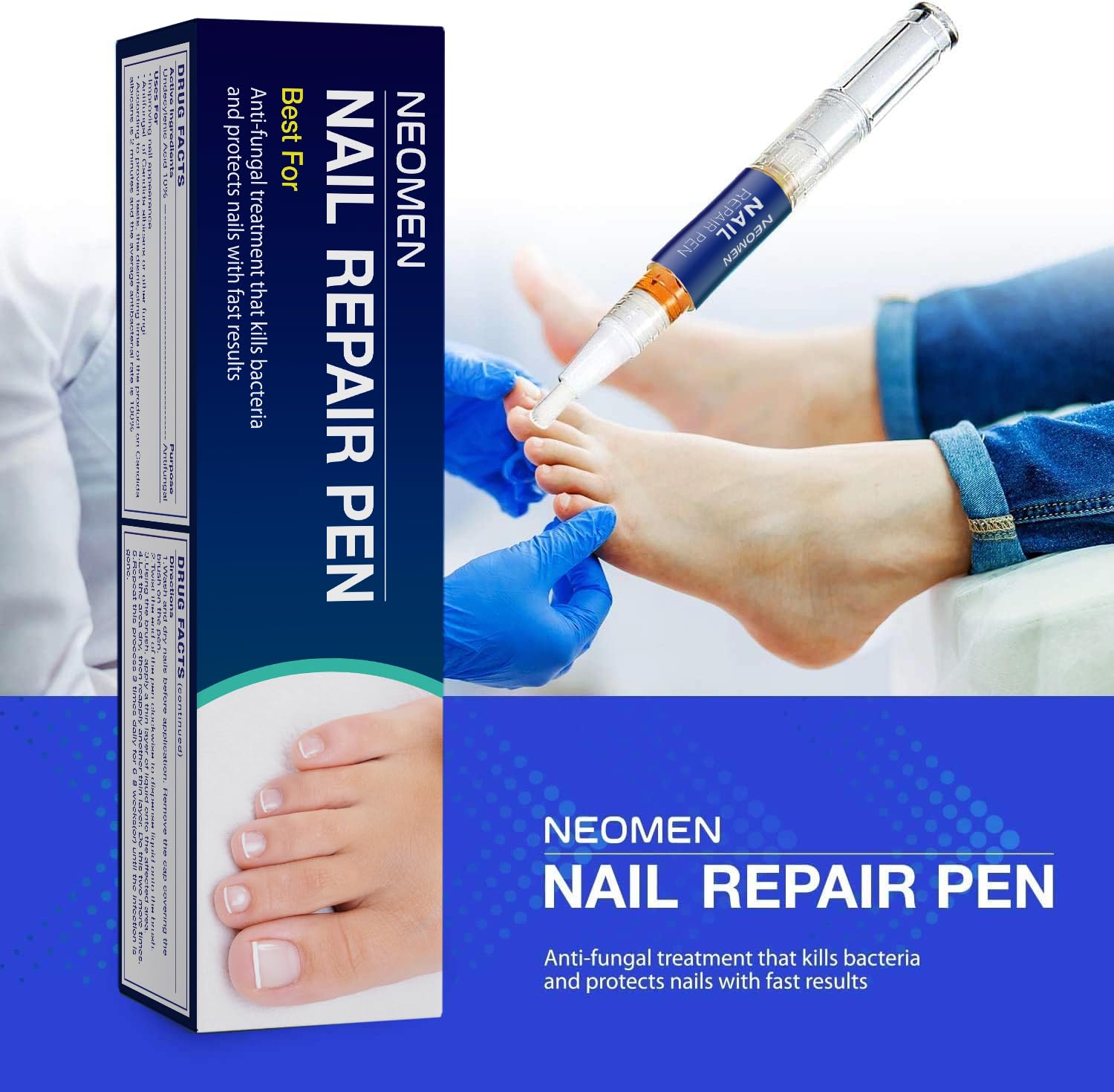 NEOMEN Nail Fungus Pen application on nail demonstrates easy, mess-free use
