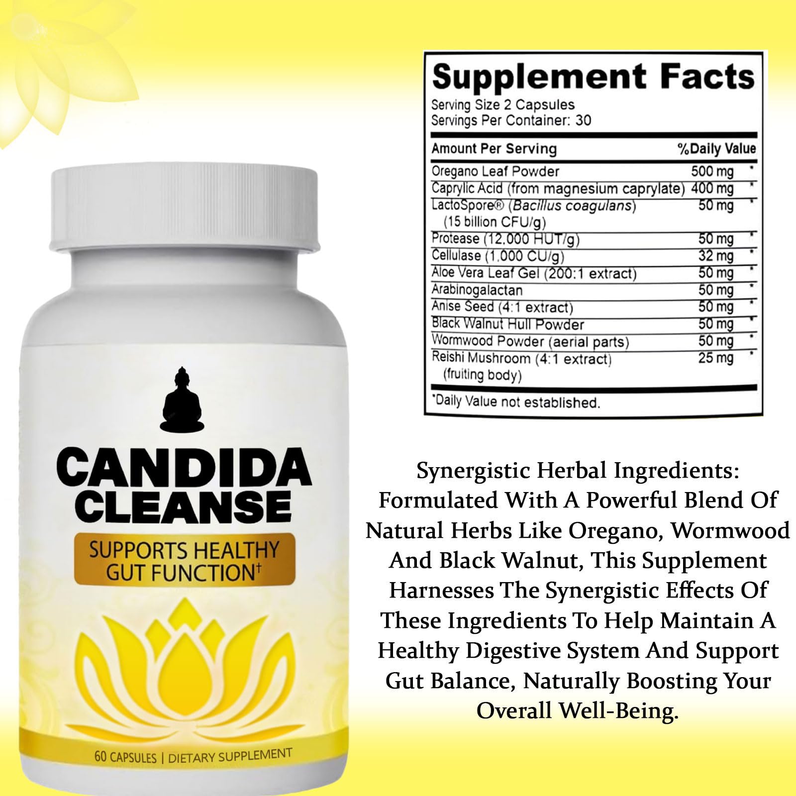 Neonomicon Candida Cleanse probiotic blend for balanced gut flora and nutrient absorption