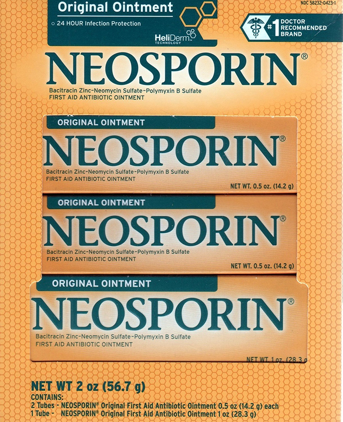 Neosporin Original First Aid Antibiotic Ointment 2oz bottle for minor wound care.
