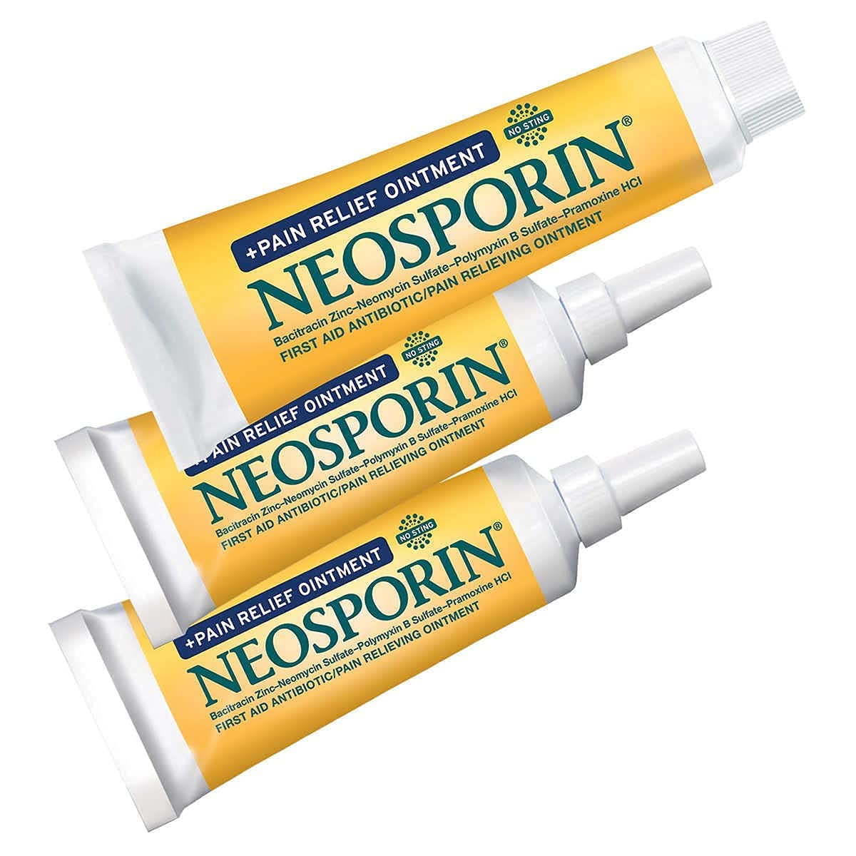Neosporin Original 3-pack packaging displayed for first aid use.