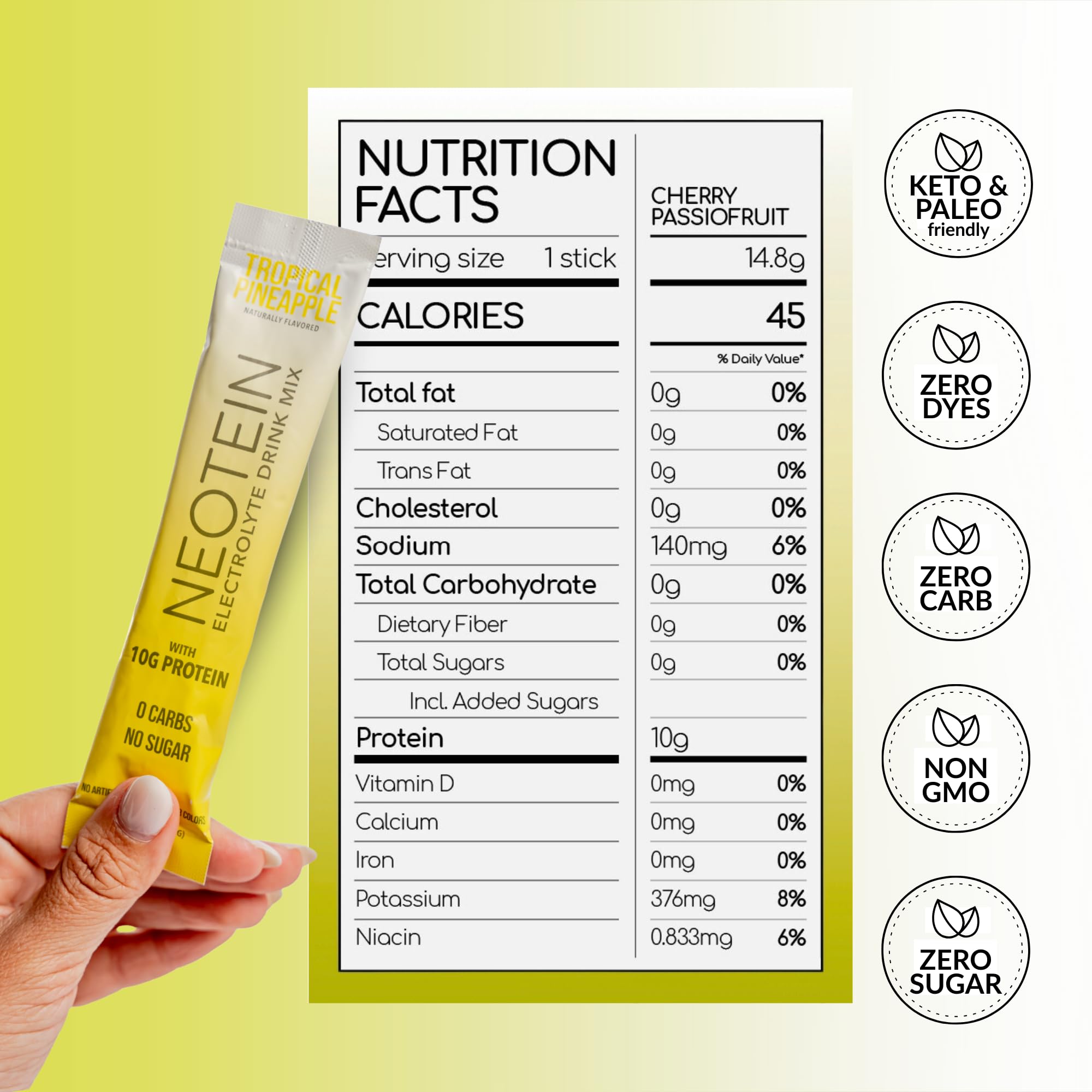 NEOTEIN single-serve hydration packets ideal for travel and workouts